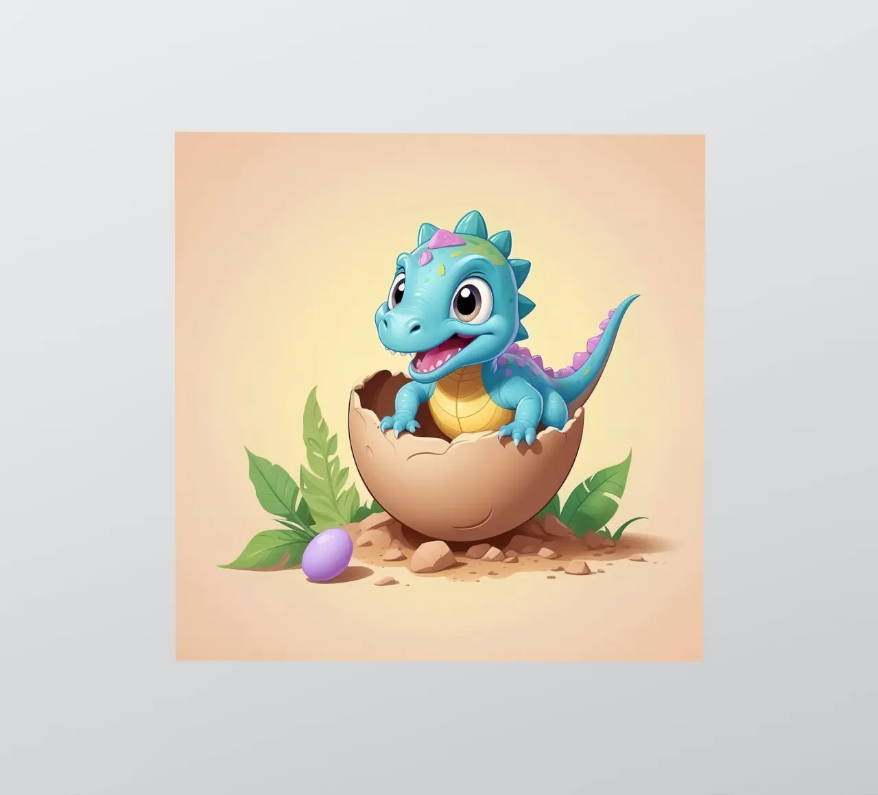Cute dinosaur hatching from egg with bright smile sticker by DesignDoodle