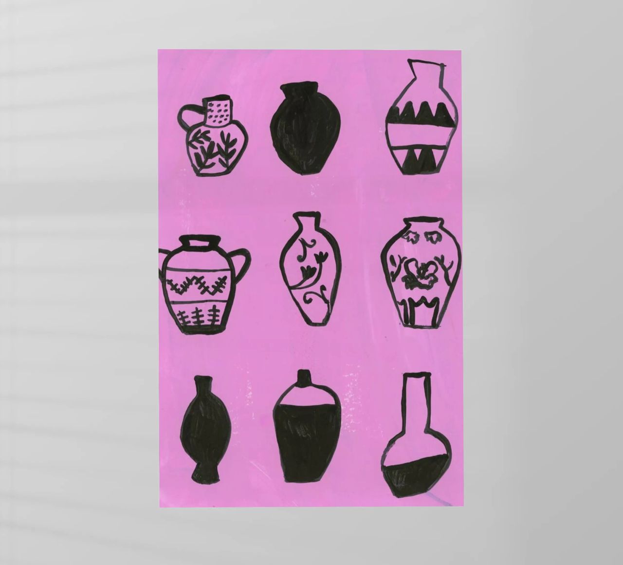 Vases On A Pink Background pellicola backlit da Sonia Brittain