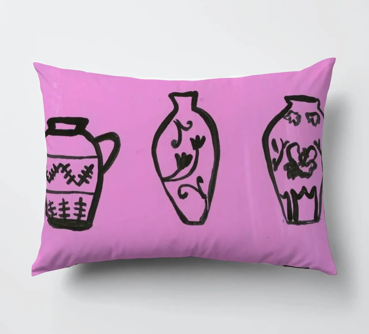 Vases On A Pink Background cuscino da Sonia Brittain