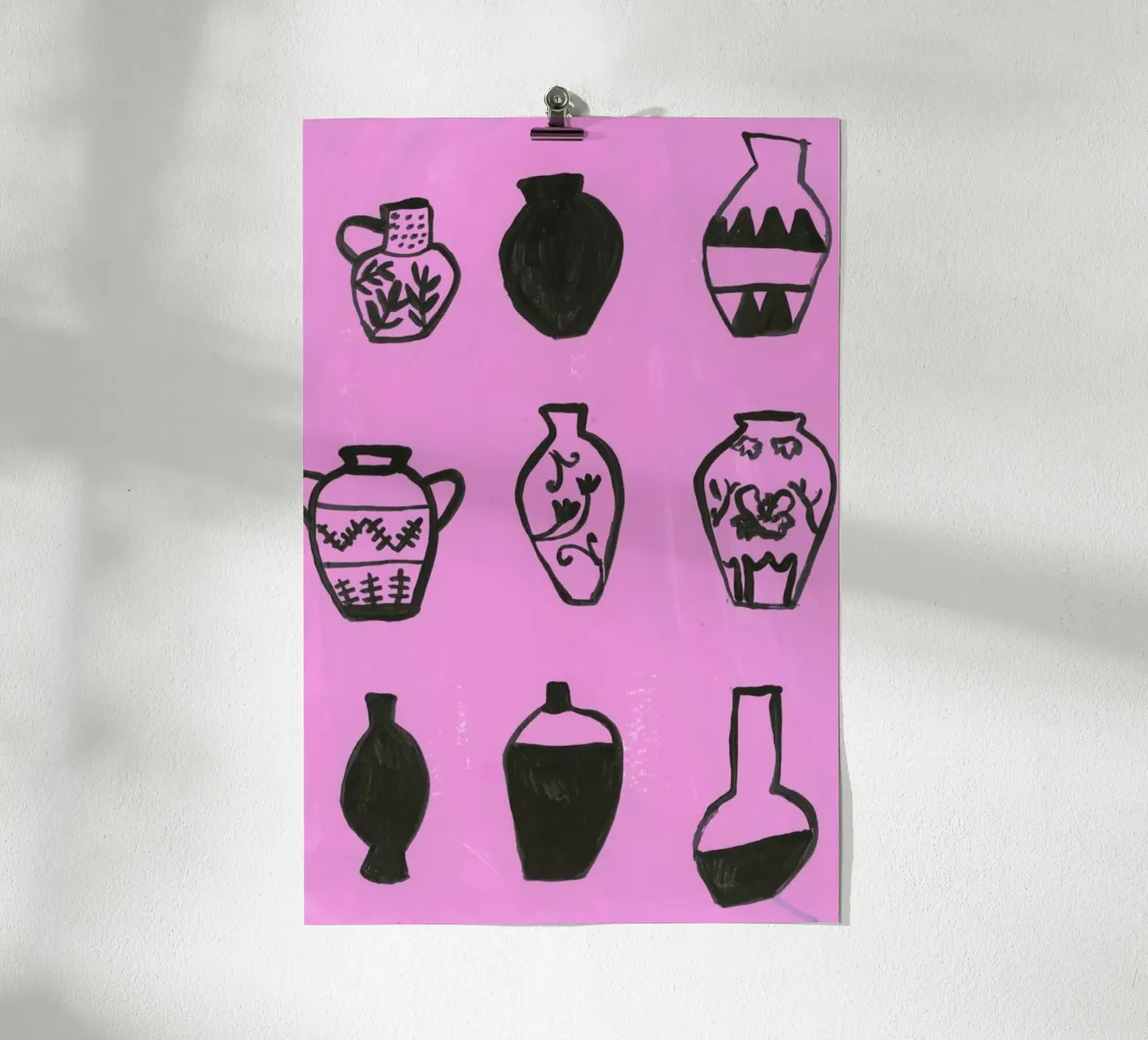 Vases On A Pink Background poster da Sonia Brittain
