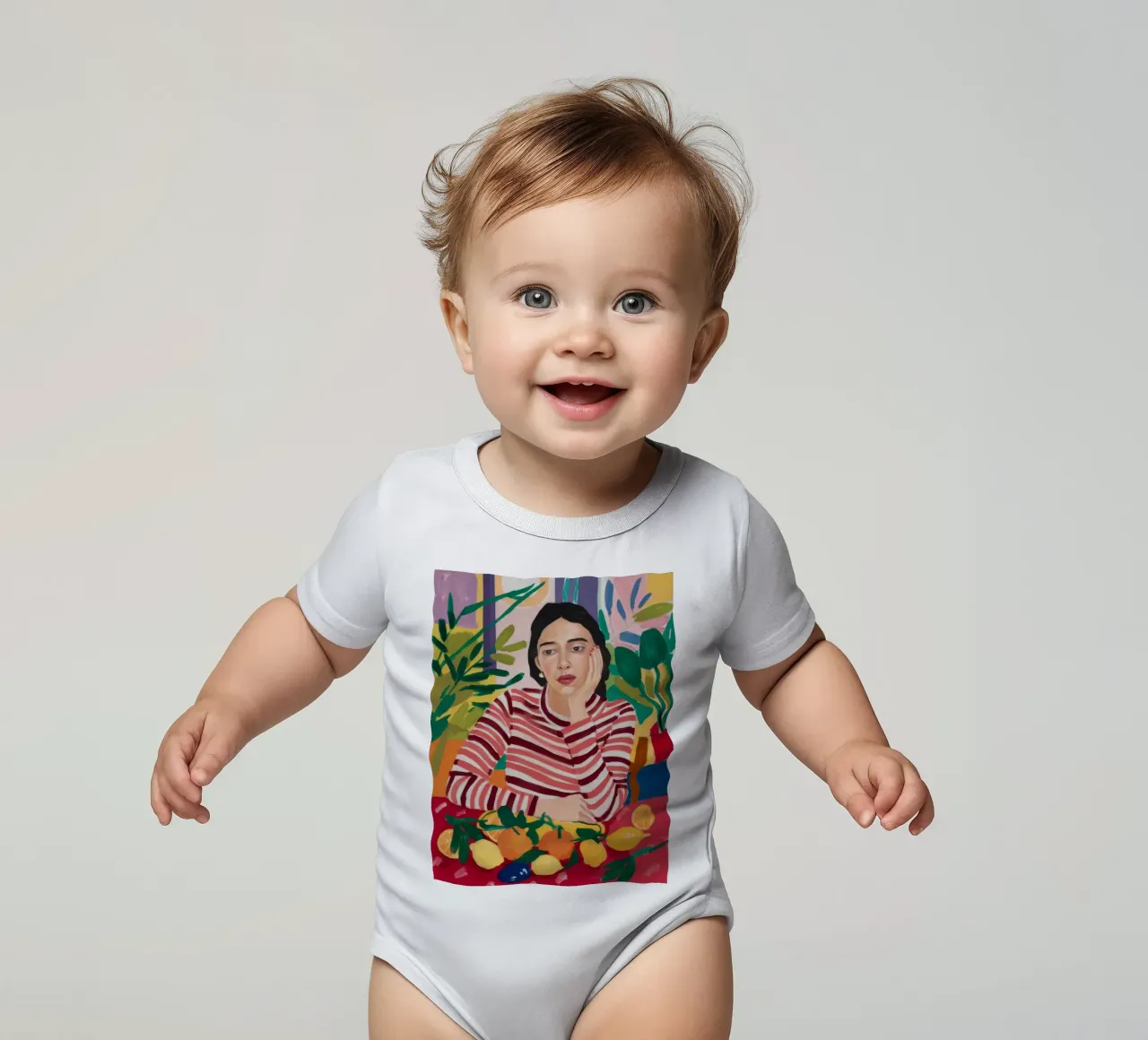 Camicia a righe Stillness body neonato maniche corte da Fable Tempa