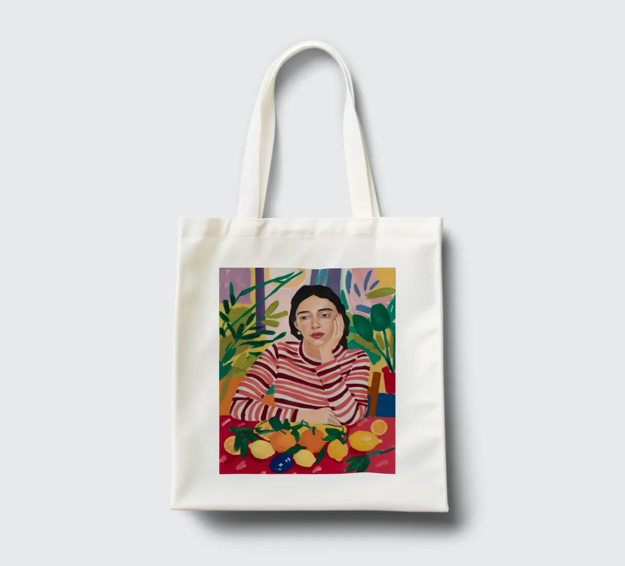 Camicia a righe Stillness borsa in juta da Fable Tempa