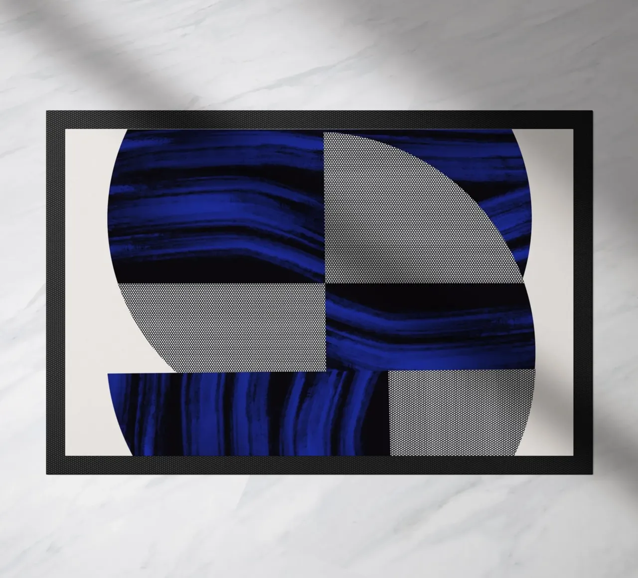 Luxury blue and grey nordic art 02 doormat by Little Dean