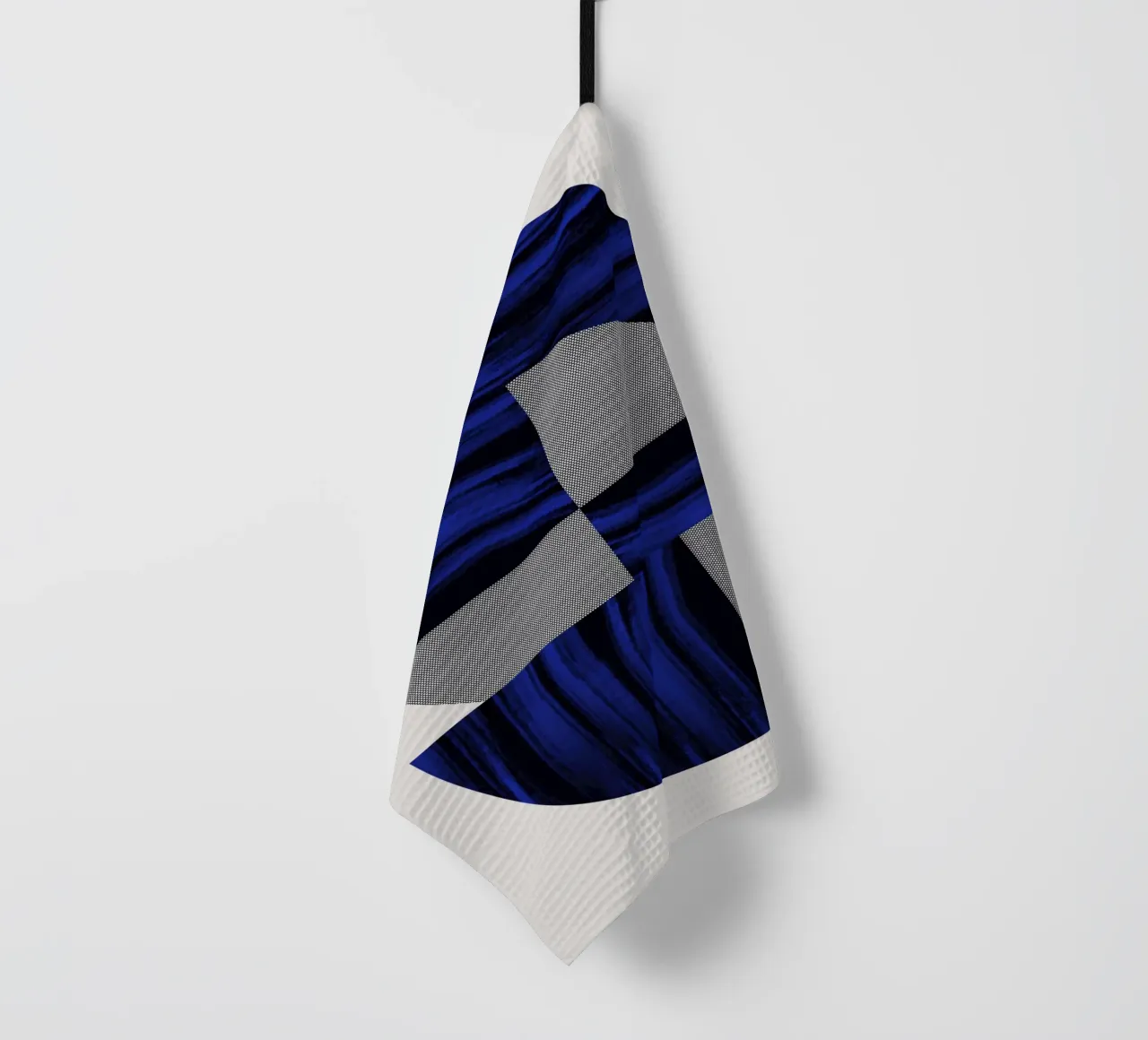 Luxe blauw en grijs nordic art 02 theedoek van Little Dean