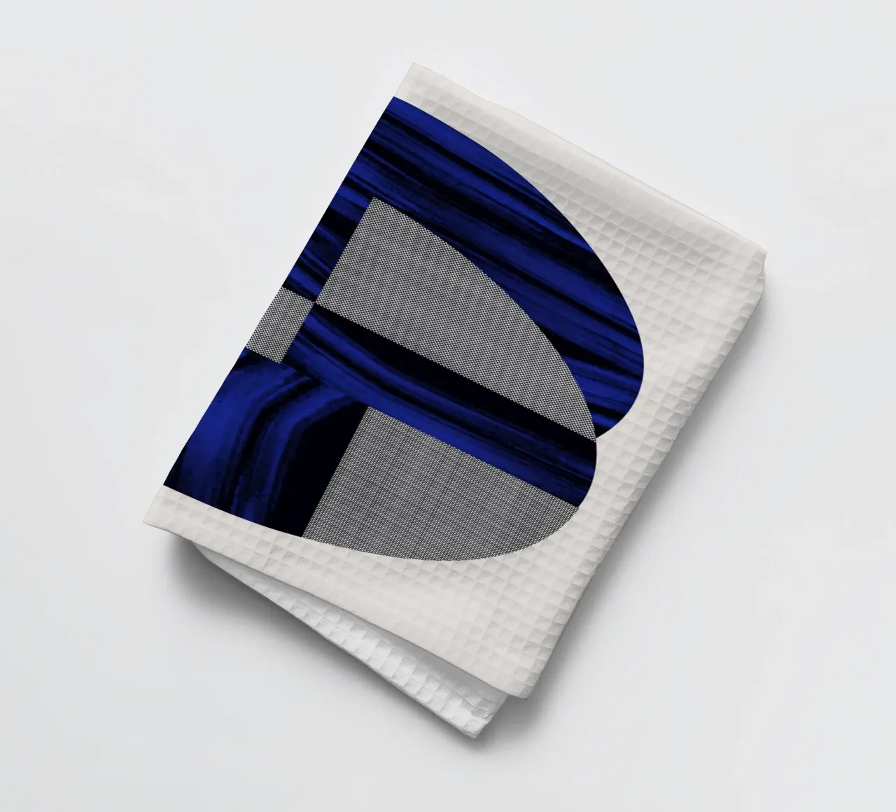 Luxe blauw en grijs nordic art 02 theedoek van Little Dean