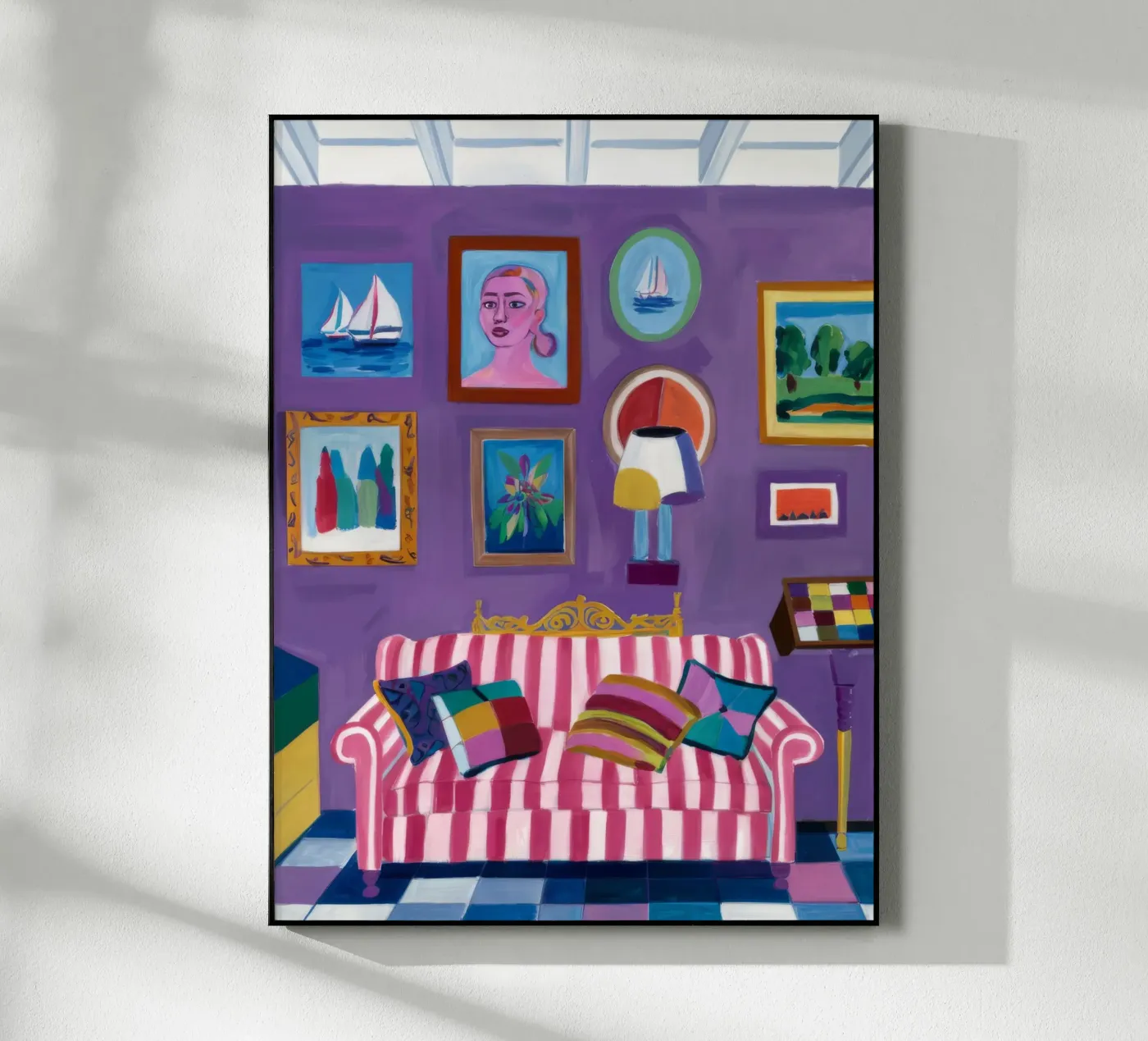 Lila Zimmer Pop Acryl-Glas von Pan Denim