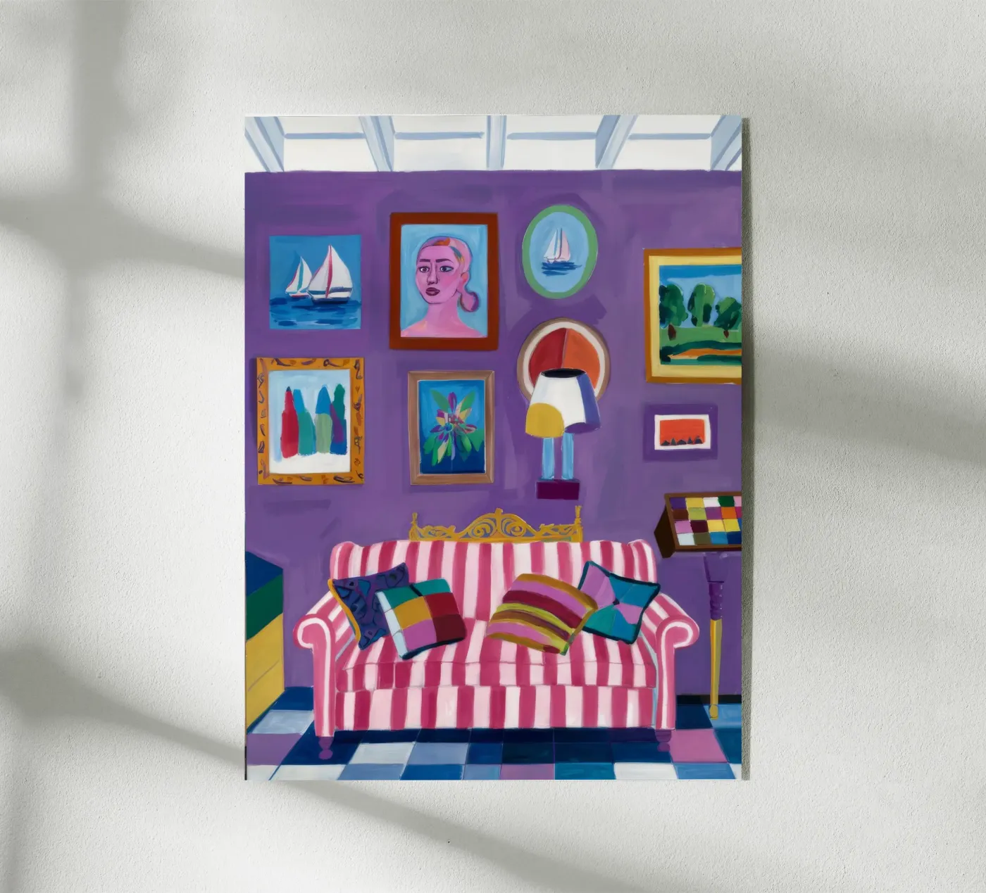 Lila Zimmer Pop Acryl-Glas von Pan Denim