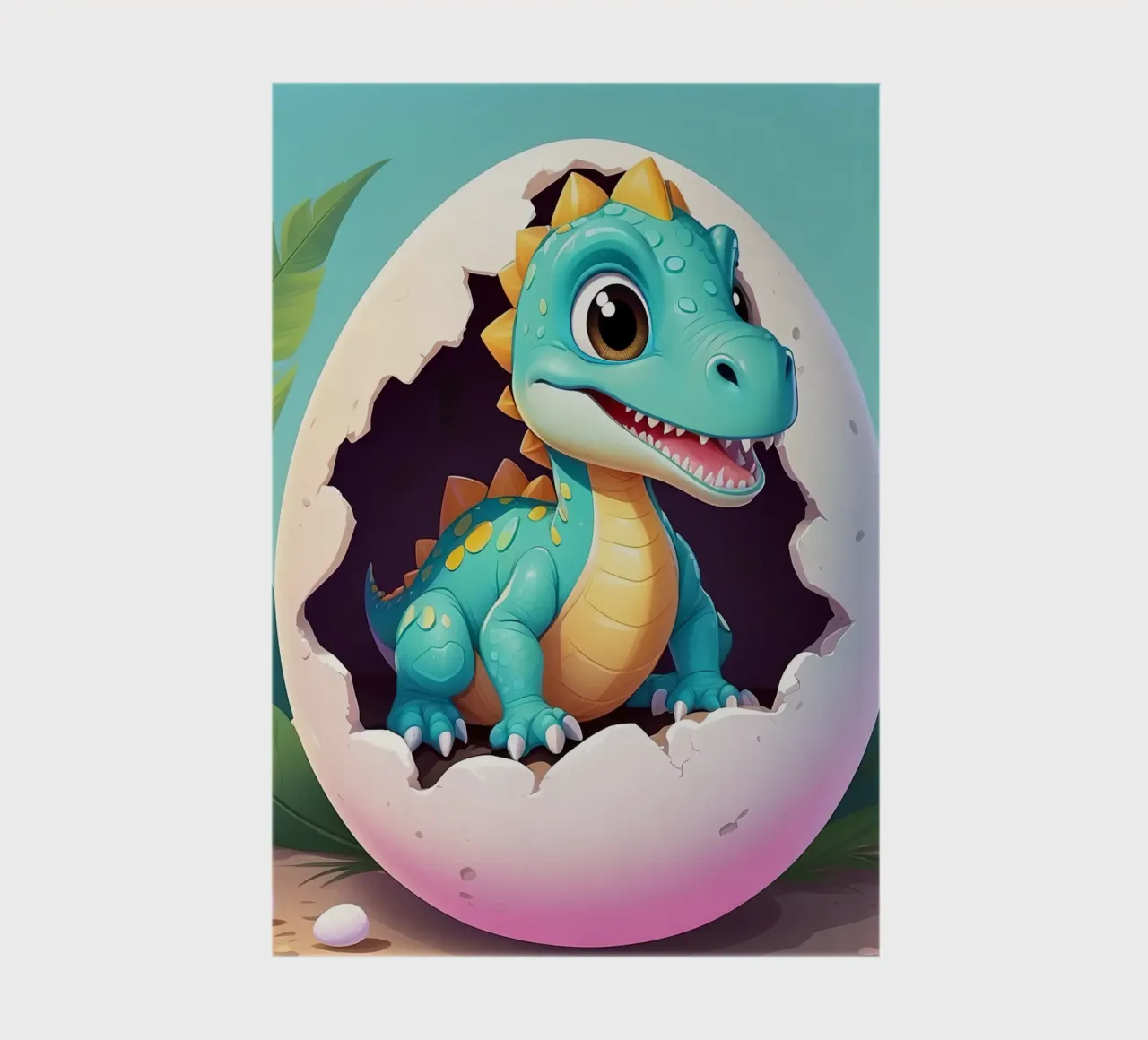 Cute dinosaur hatching from egg with a sunny background notebook by DesignDoodle