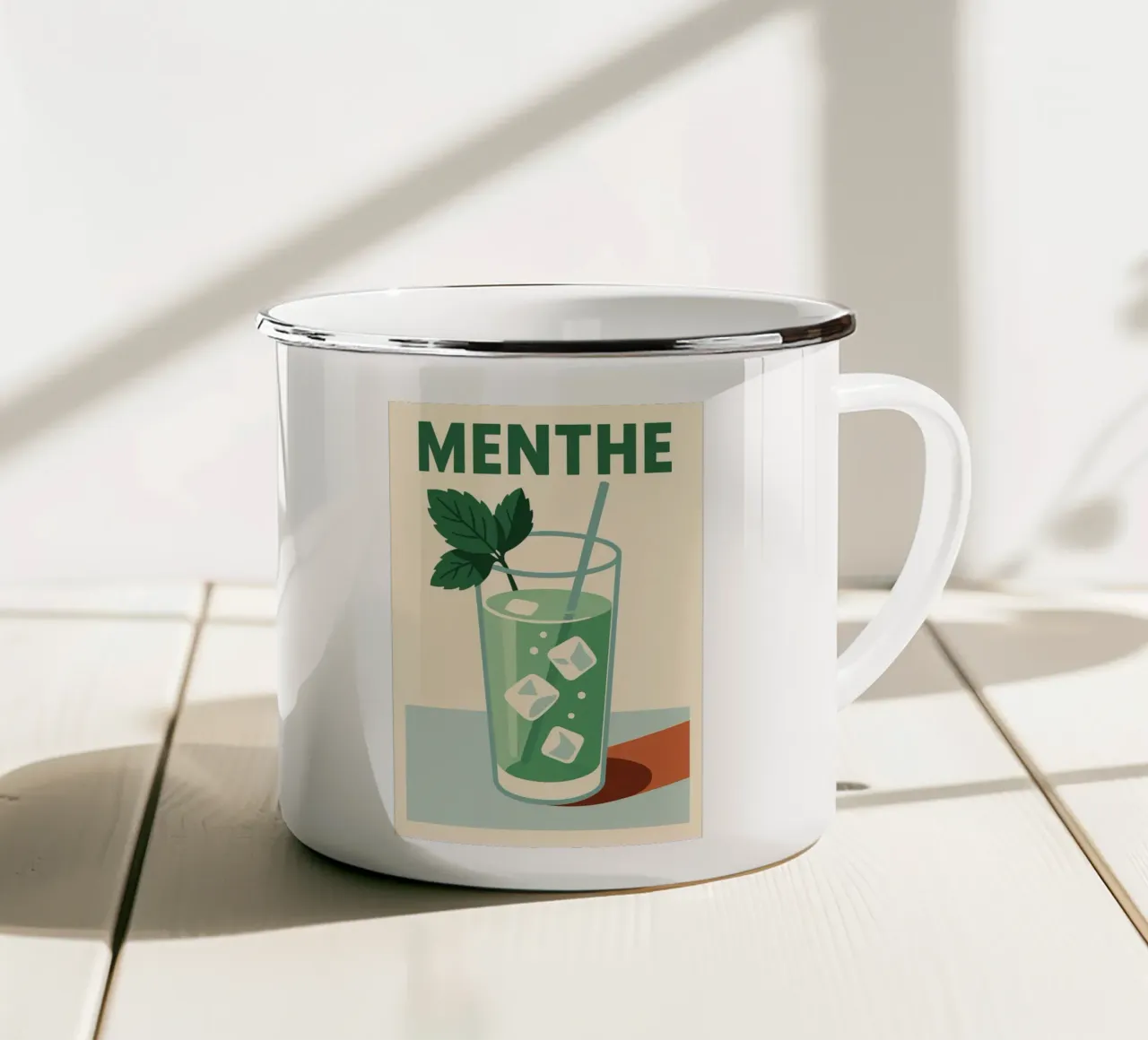 MENTHE - Un poster fresco e in stile vintage tazza in smalto da Boissons - Affiches & posters - Retro