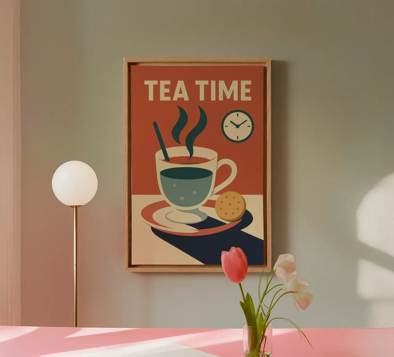 TEA TIME - L'eleganza vintage dell'ora del tè tela con Cornice a cassetta da Boissons - Affiches & posters - Retro