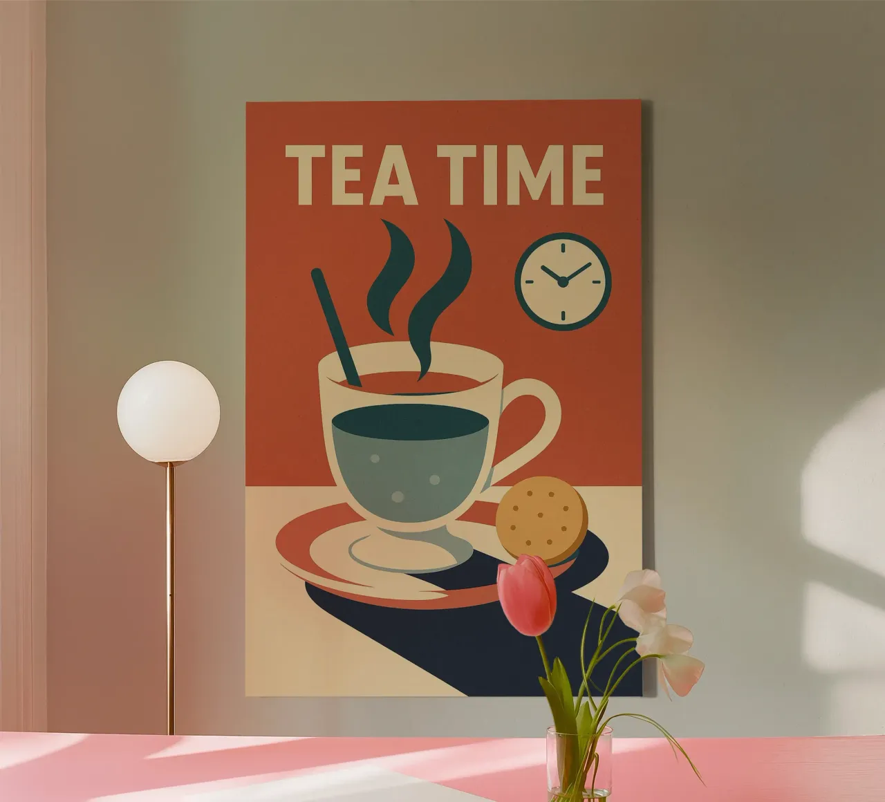 TEA TIME - L'eleganza vintage dell'ora del tè tela con Cornice a cassetta da Boissons - Affiches & posters - Retro