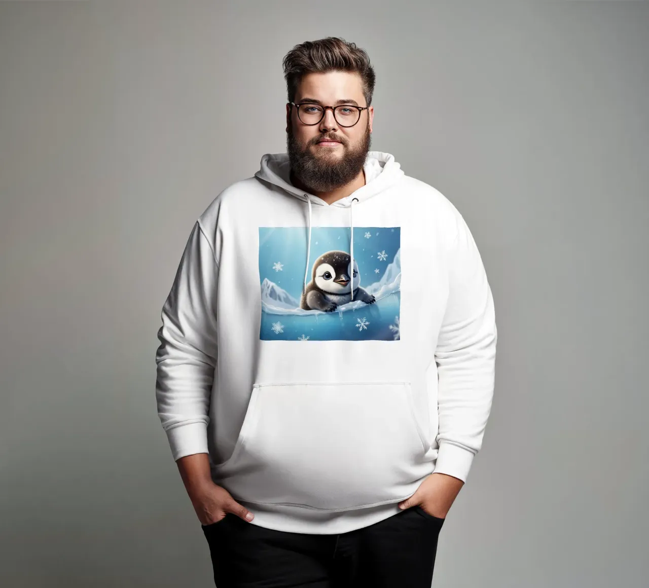 Poussin manchot jouant dans l'eau glacée sous un soleil radieux sweat à capuche de DesignDoodle