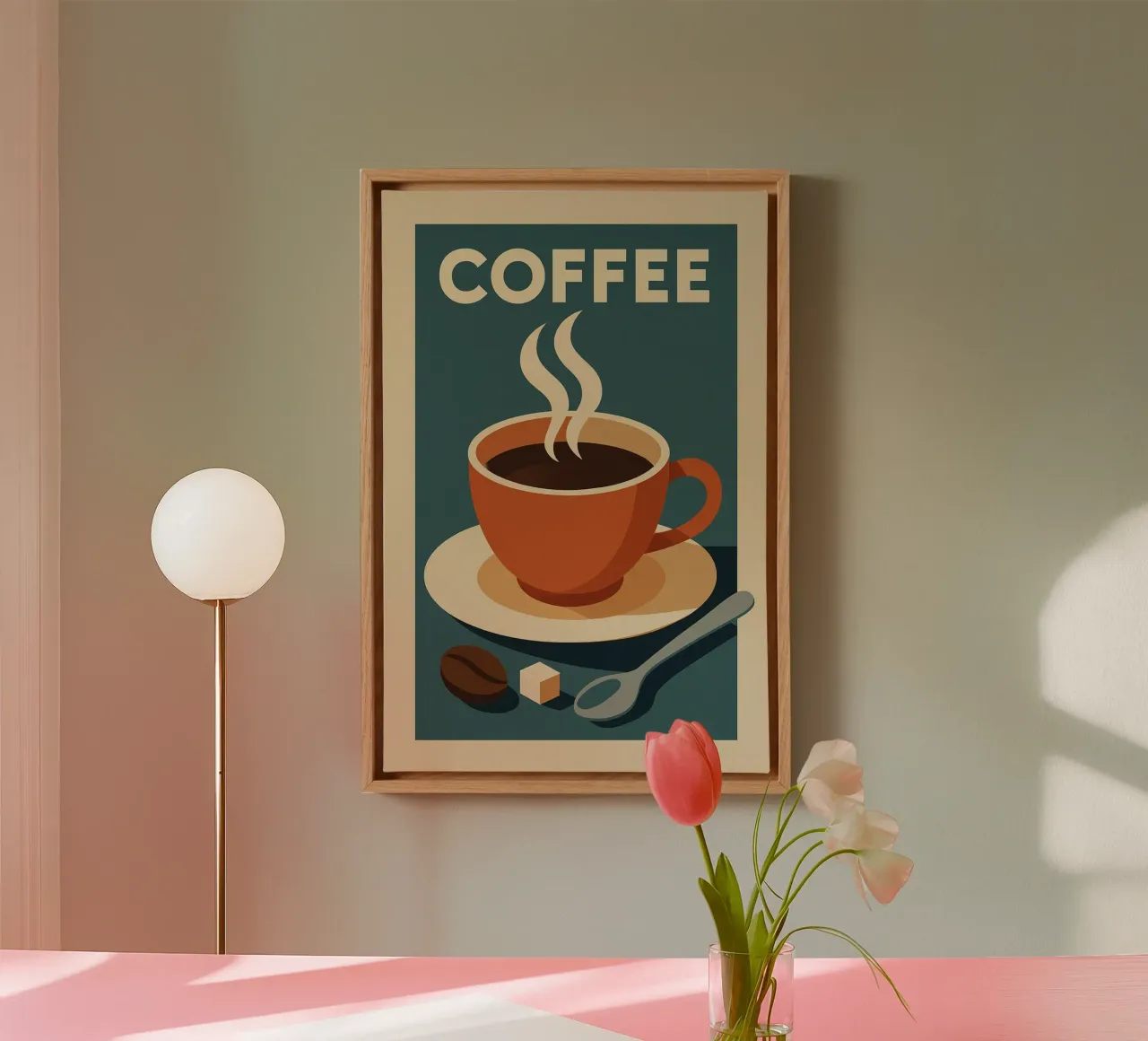 COFFEE - L'icona grafica per gli amanti del caffè tela con Cornice a cassetta da Boissons - Affiches & posters - Retro