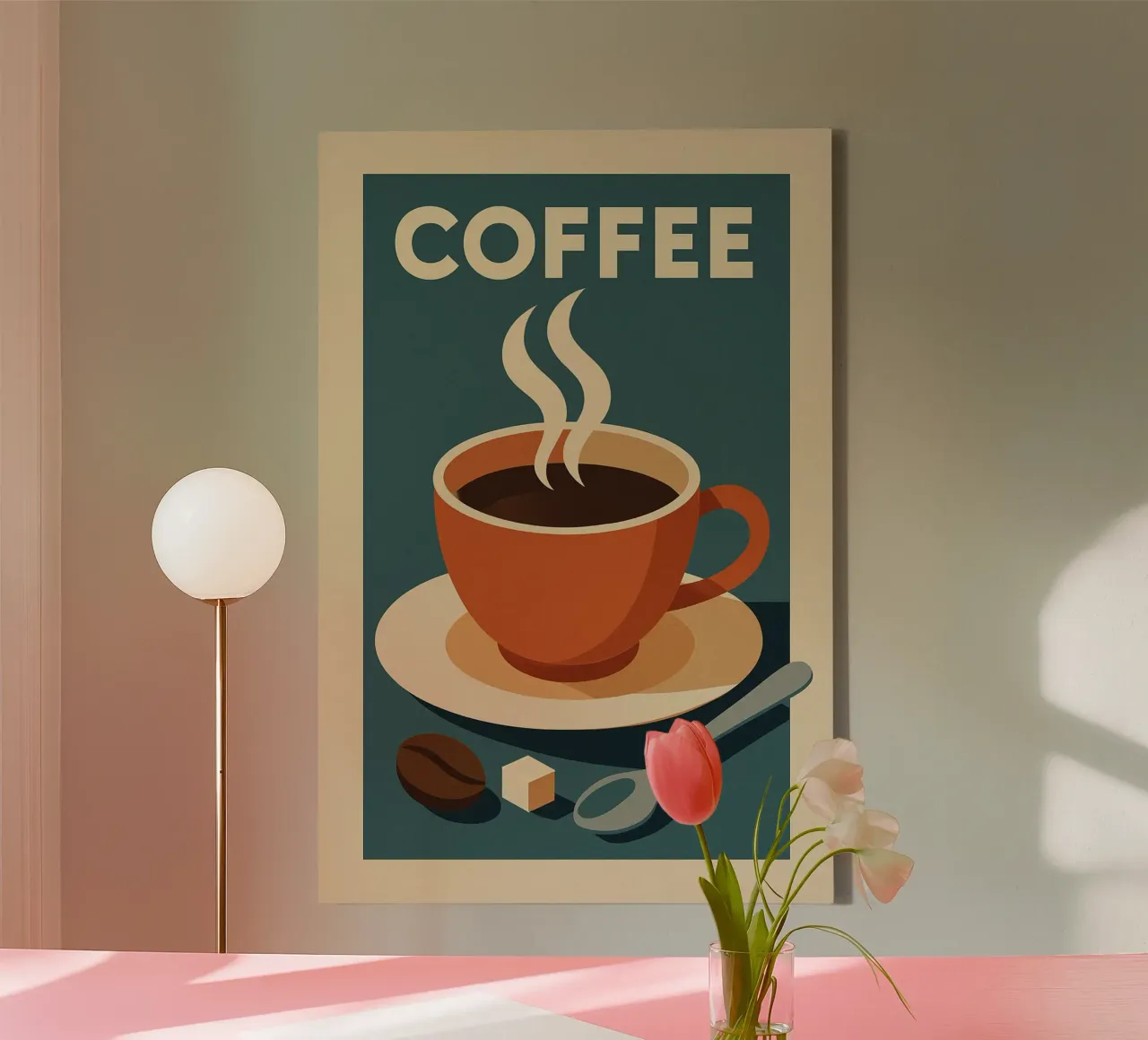 COFFEE - L'icona grafica per gli amanti del caffè tela con Cornice a cassetta da Boissons - Affiches & posters - Retro