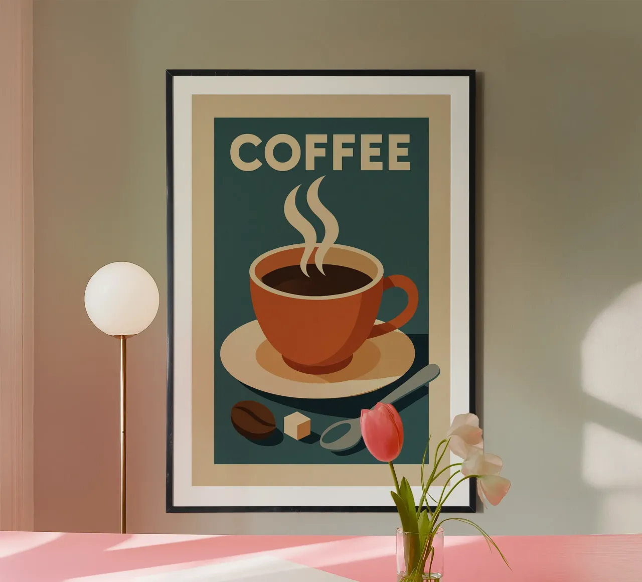 COFFEE - L'icona grafica per gli amanti del caffè poster con telaio in legno da Boissons - Affiches & posters - Retro