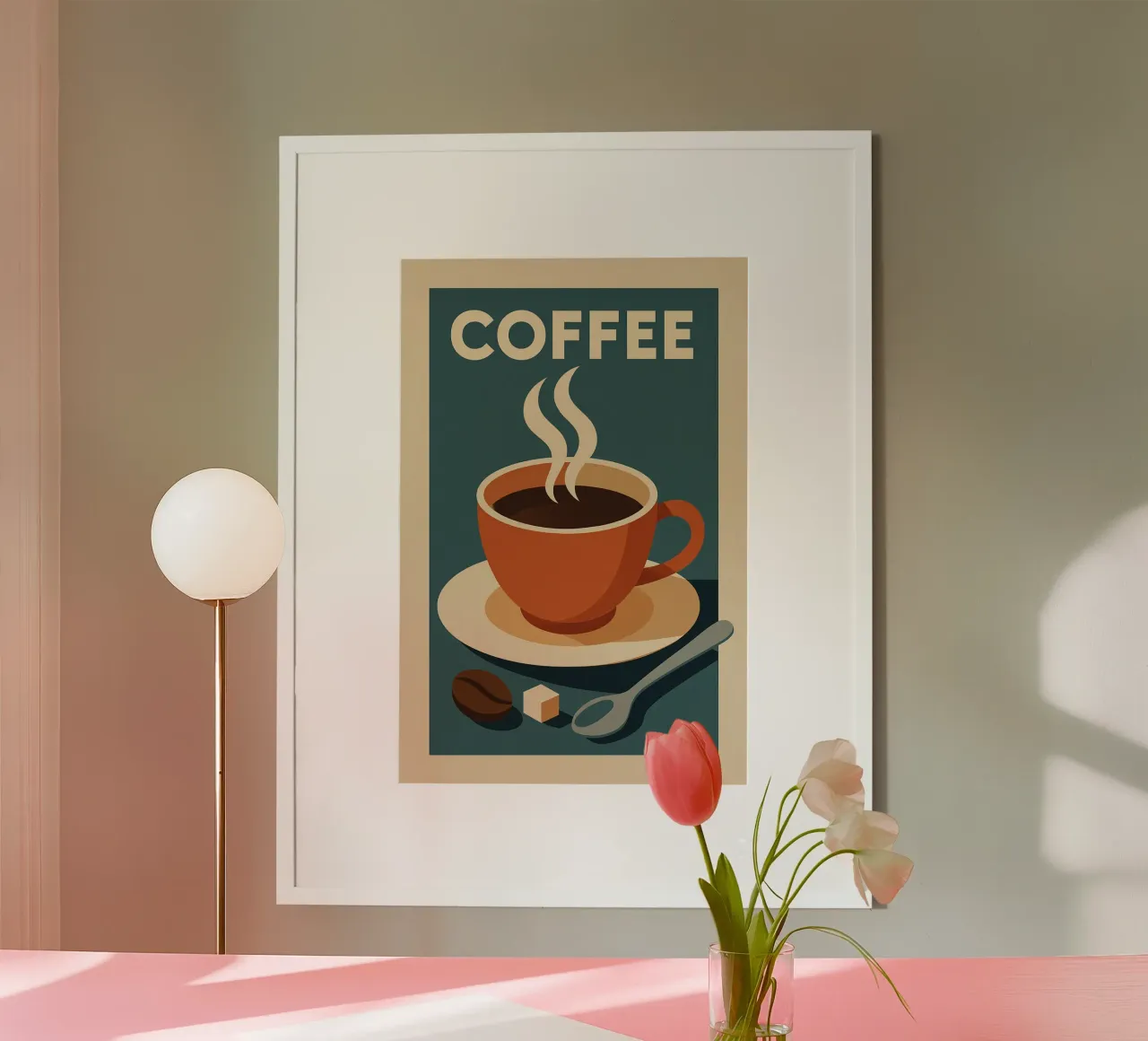 COFFEE - L'icona grafica per gli amanti del caffè poster con telaio in legno da Boissons - Affiches & posters - Retro