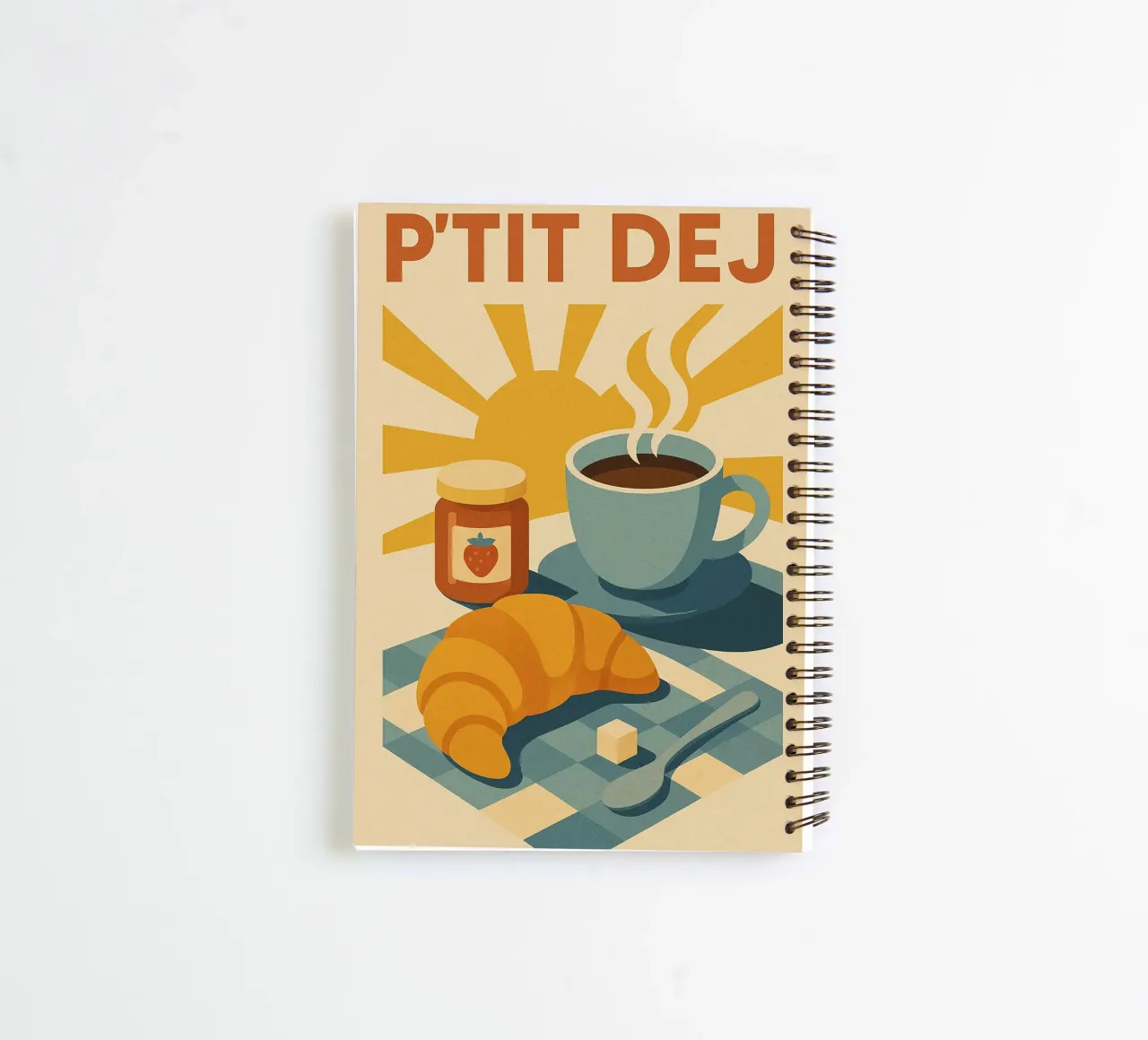 P'TIT DEJ - The retro charm of French-style breakfast spiral notebook by Boissons - Affiches & posters - Retro