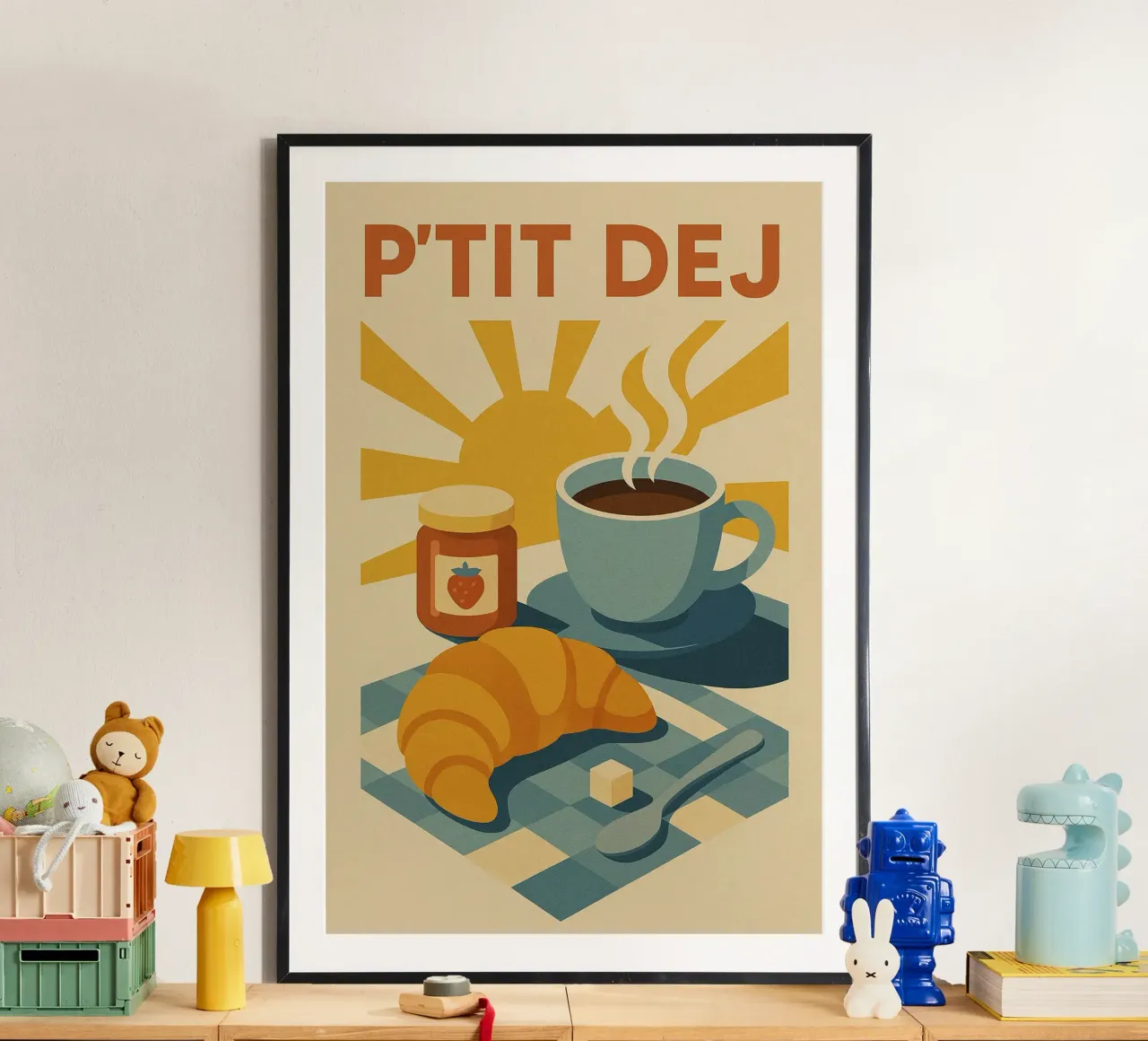 P'TIT DEJ - Il fascino retrò della colazione alla francese carta hahnemühle da Boissons - Affiches & posters - Retro