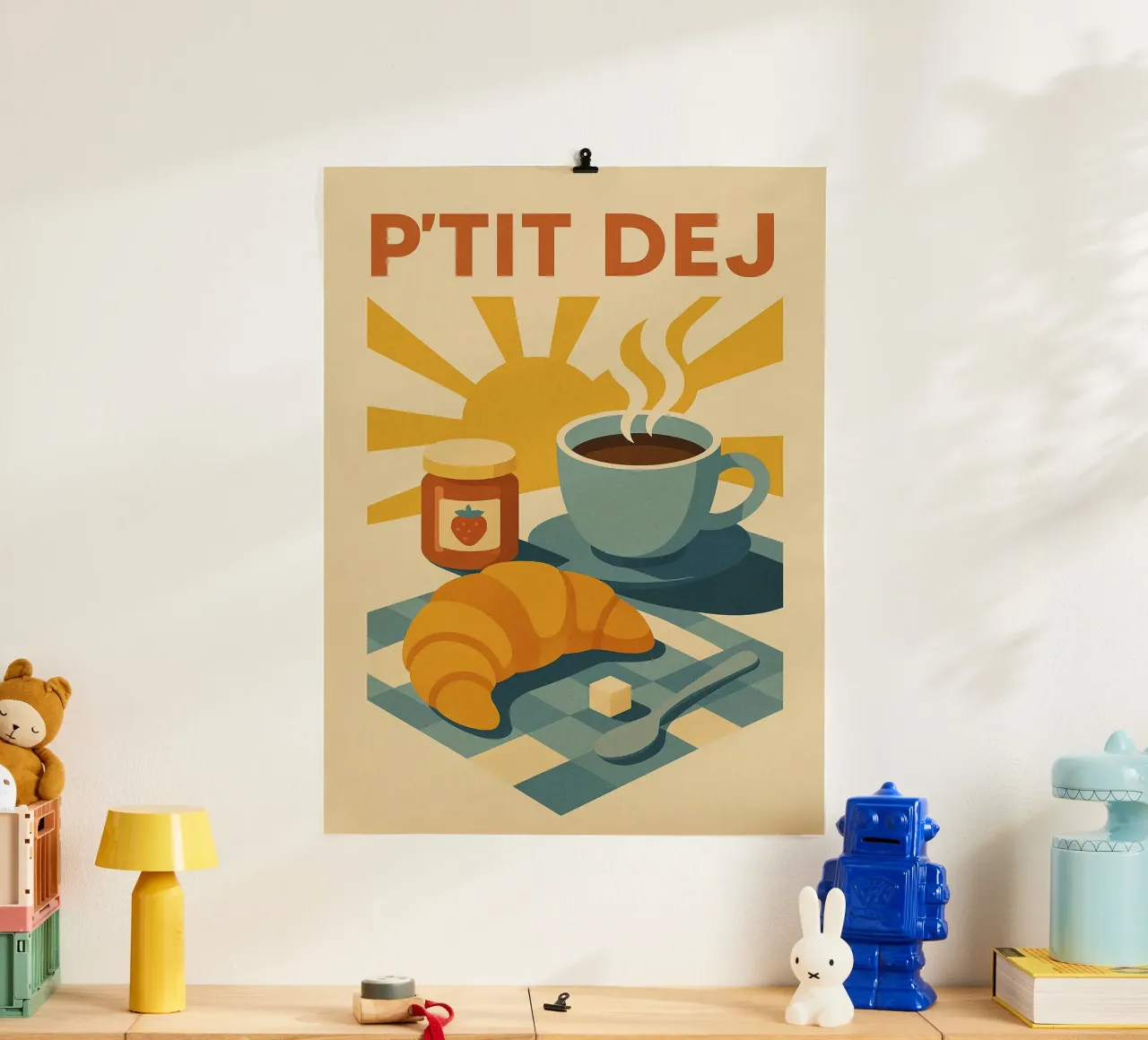P'TIT DEJ - Il fascino retrò della colazione alla francese carta hahnemühle da Boissons - Affiches & posters - Retro
