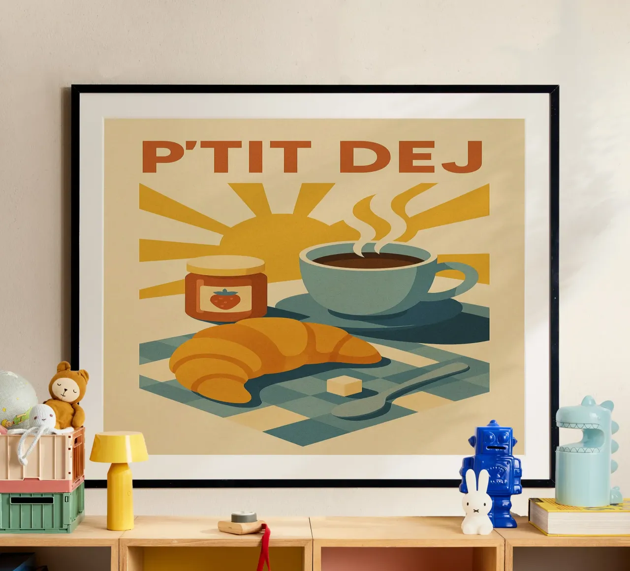 P'TIT DEJ - Il fascino retrò della colazione alla francese carta hahnemühle da Boissons - Affiches & posters - Retro