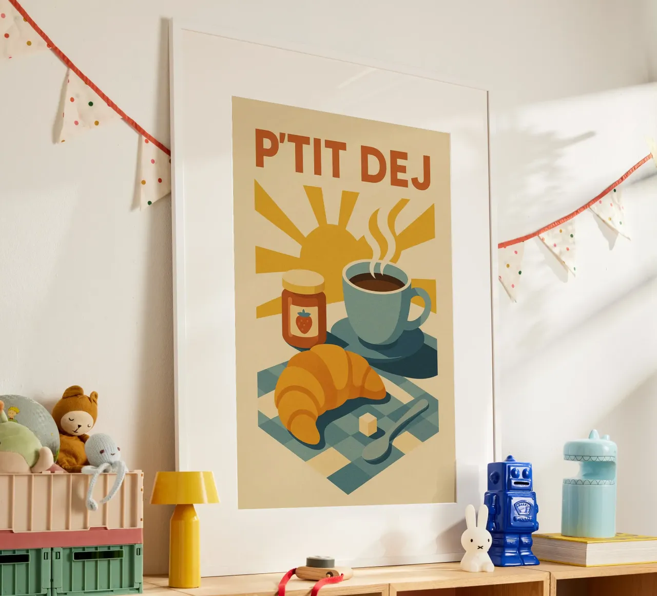 P'TIT DEJ - Il fascino retrò della colazione alla francese carta hahnemühle da Boissons - Affiches & posters - Retro