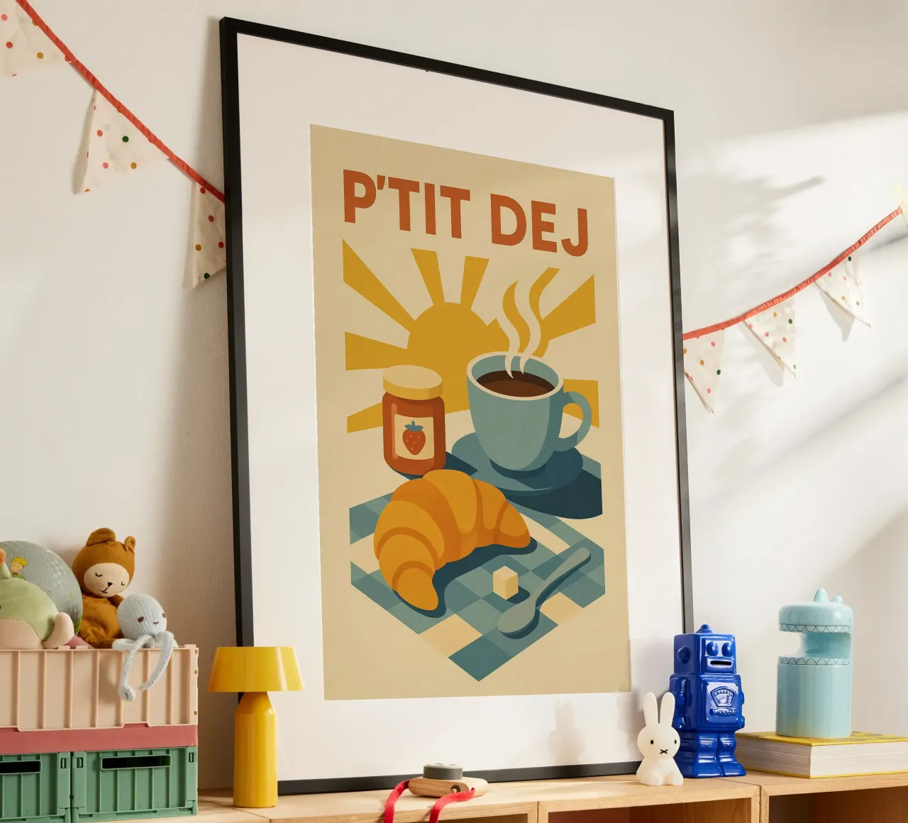 P'TIT DEJ - Il fascino retrò della colazione alla francese carta hahnemühle da Boissons - Affiches & posters - Retro