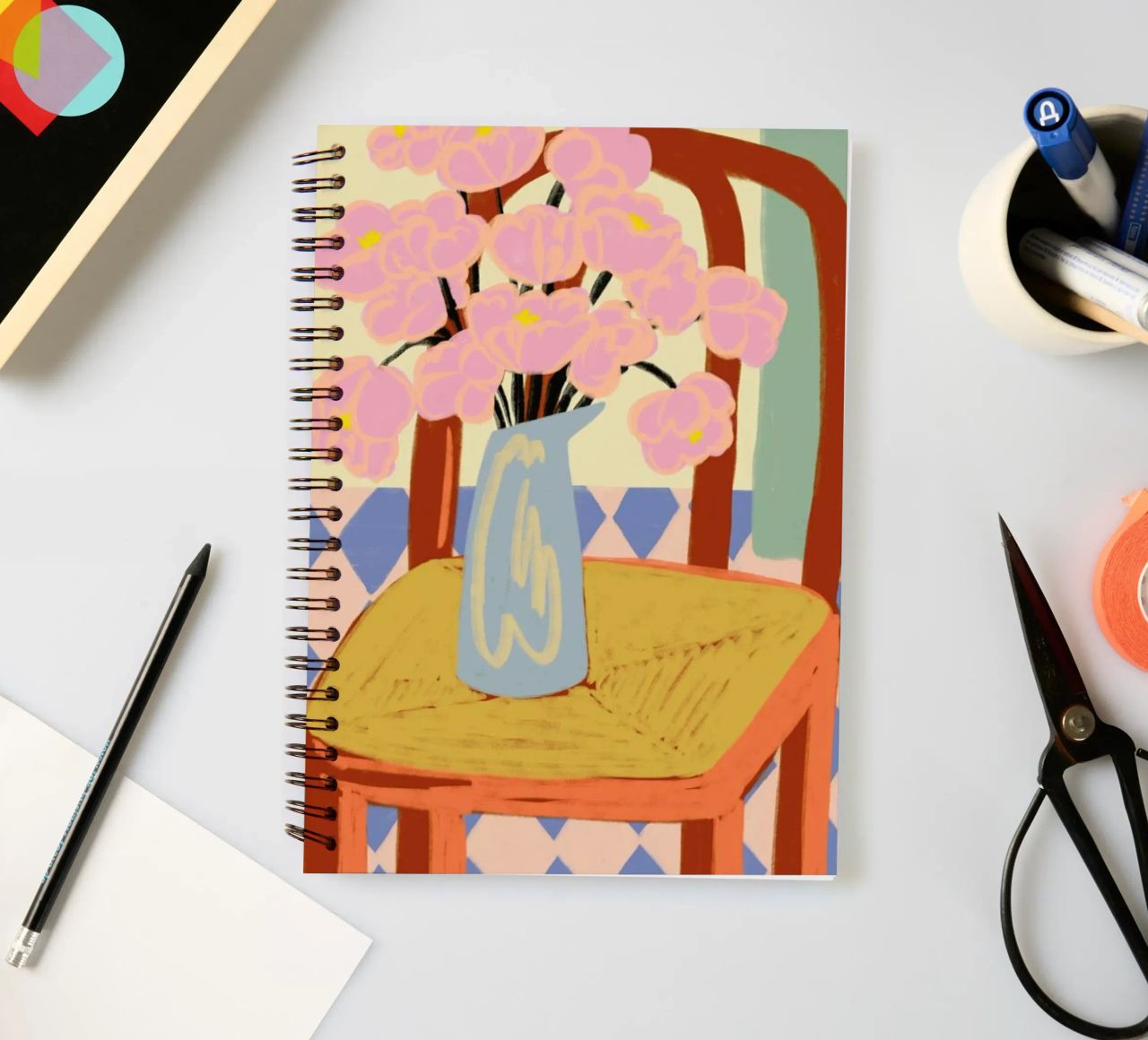 Flowers On A Chair Ringbuch von Sandra Poliakov
