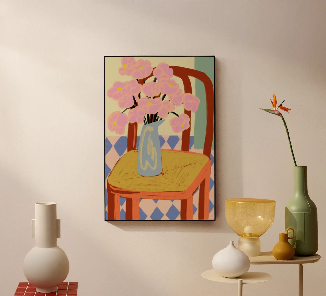 Flowers On A Chair Acryl-Glas von Sandra Poliakov