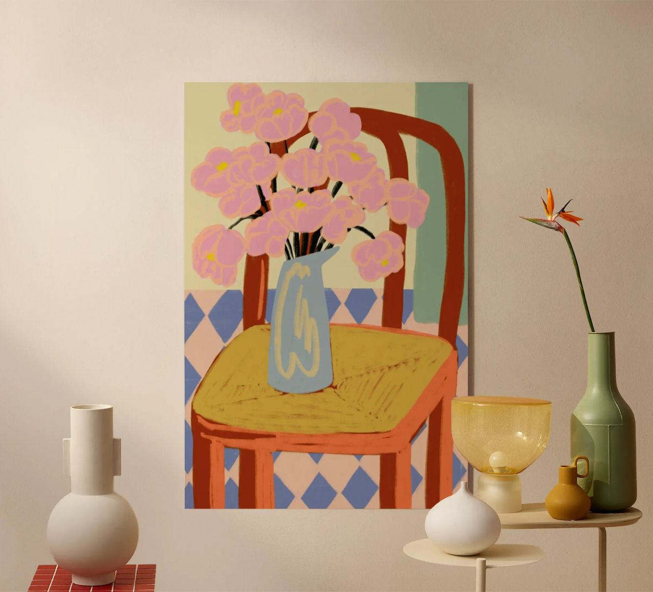 Flowers On A Chair Acryl-Glas von Sandra Poliakov