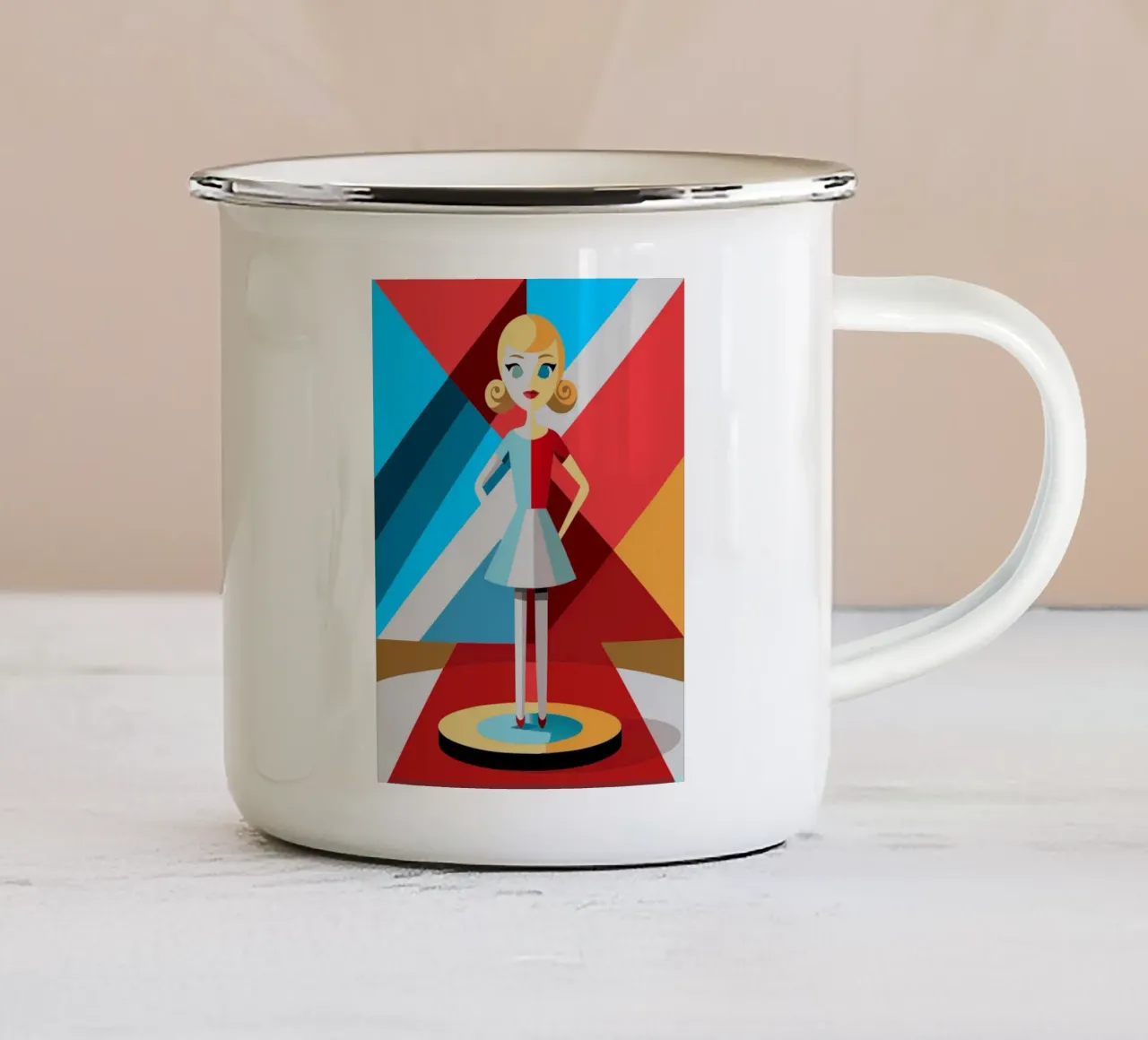 bambola barbie vettoriale tazza in smalto da zaidza