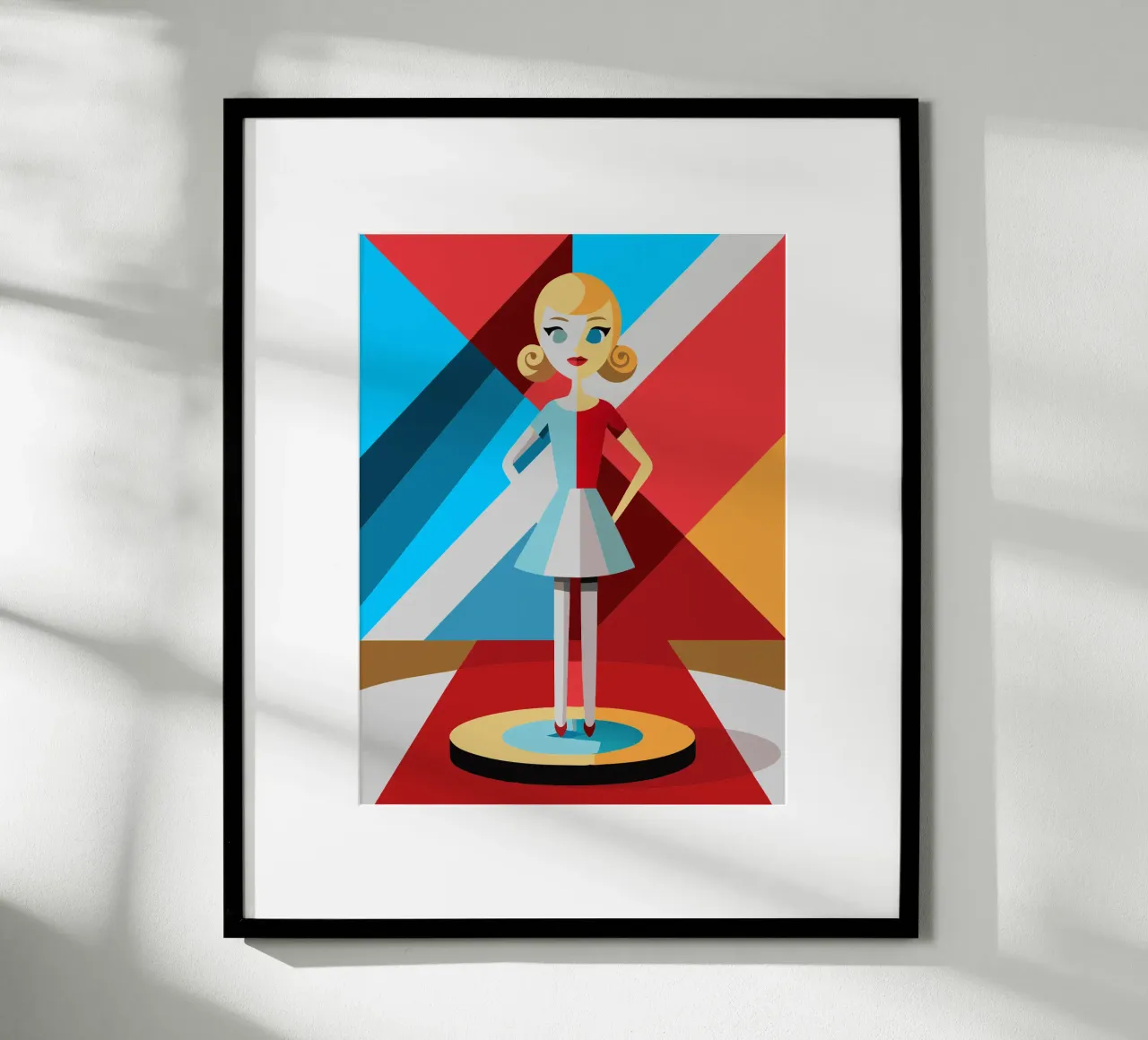 bambola barbie vettoriale poster con telaio in legno da zaidza