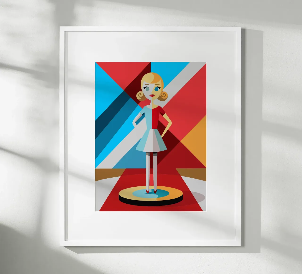 bambola barbie vettoriale poster con telaio in legno da zaidza