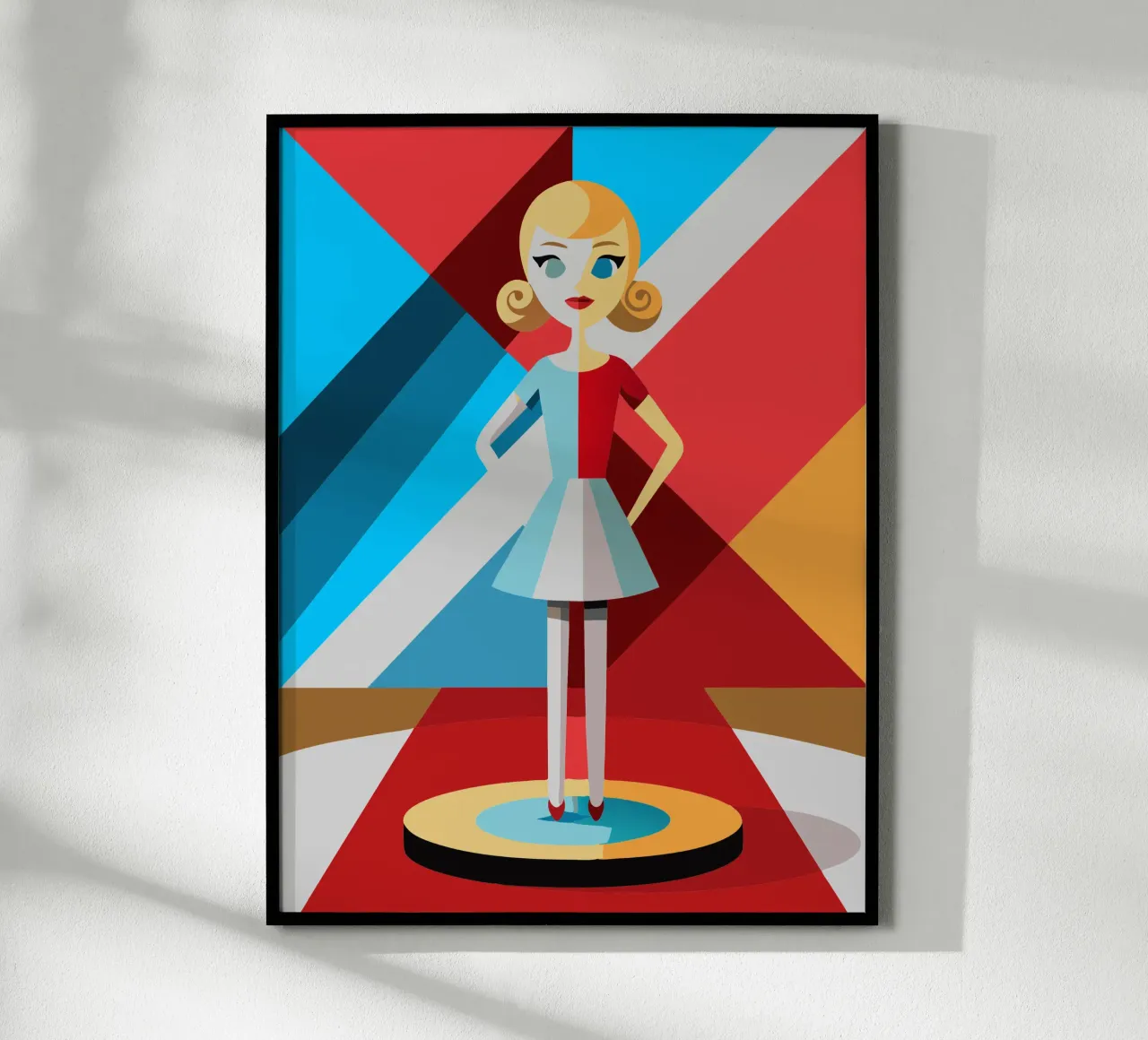 bambola barbie vettoriale poster con telaio in legno da zaidza