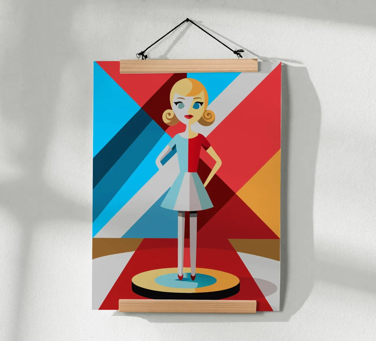 bambola barbie vettoriale poster con telaio in legno da zaidza