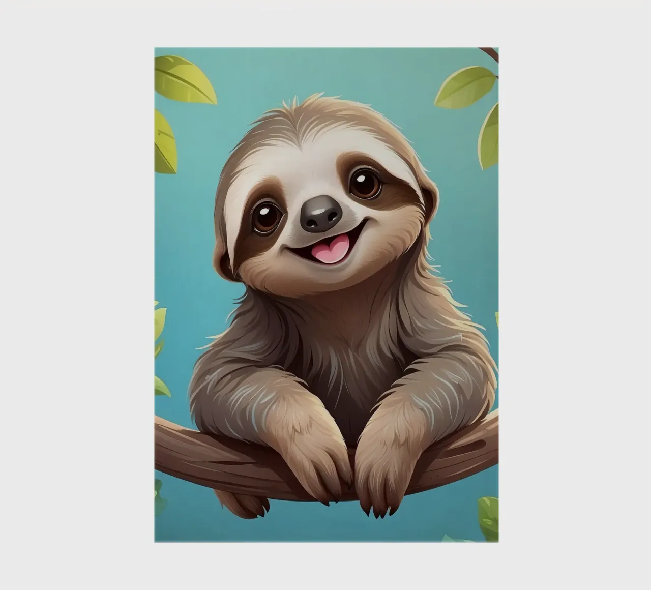 Sloth happily hanging on a tree branch in a lush jungle notebook by DesignDoodle