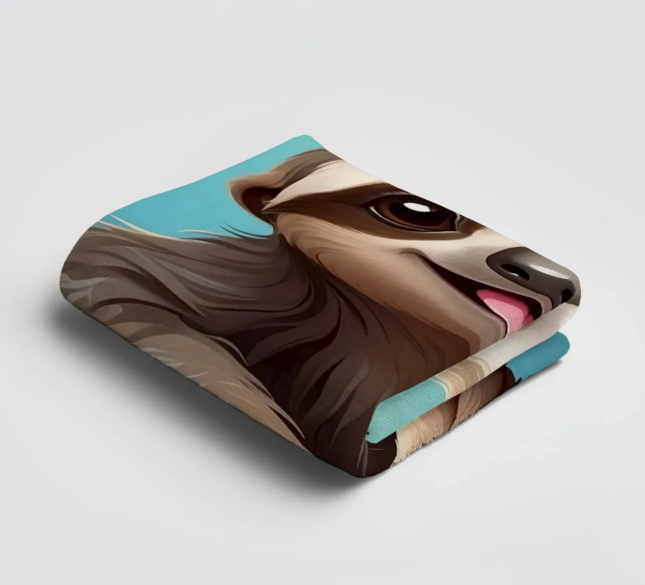 Sloth happily hanging on a tree branch in a lush jungle towel by DesignDoodle
