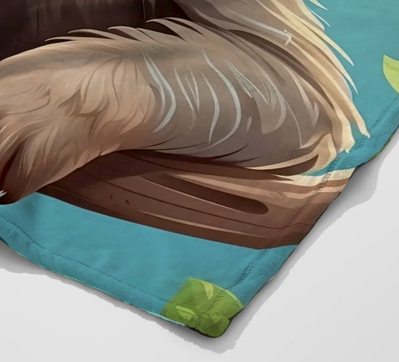 Bradipo felicemente appeso al ramo di un albero in una giungla lussureggiante coperta in pile da DesignDoodle