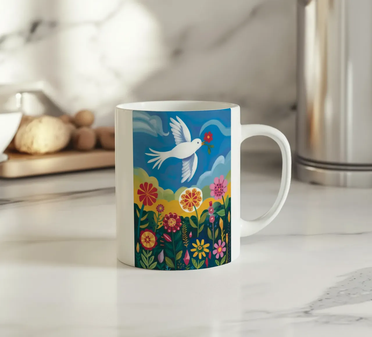 Colomba della Pace d'Oro tazza in ceramica da Fable Tempa