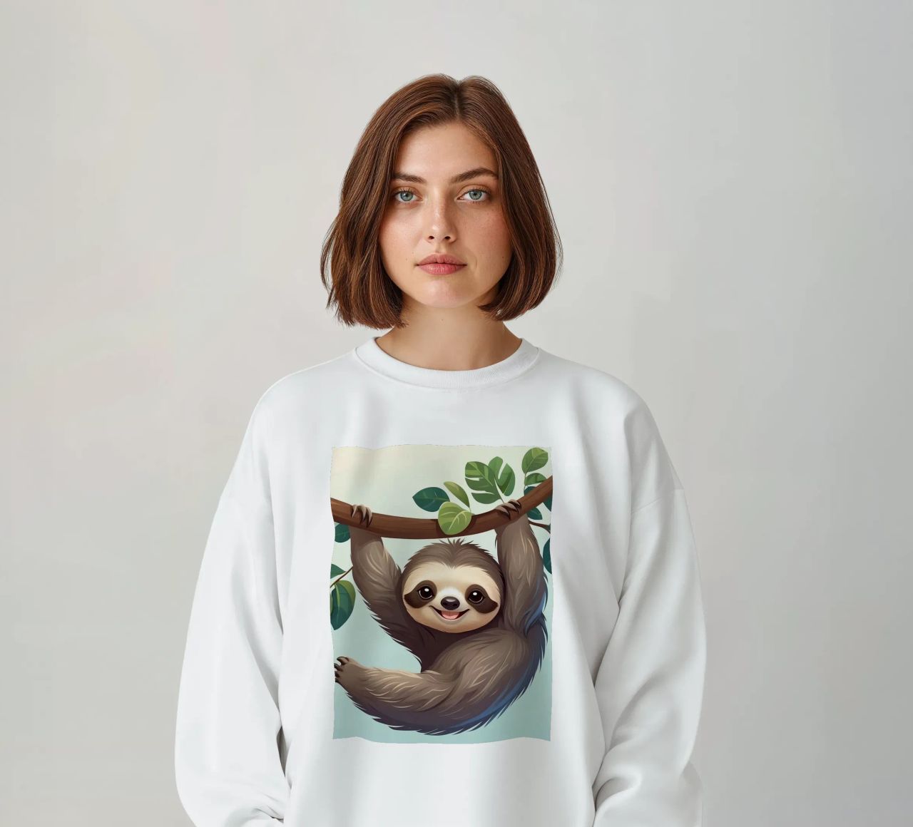 Simpatico bradipo appeso al ramo di un albero con le foglie felpa da DesignDoodle
