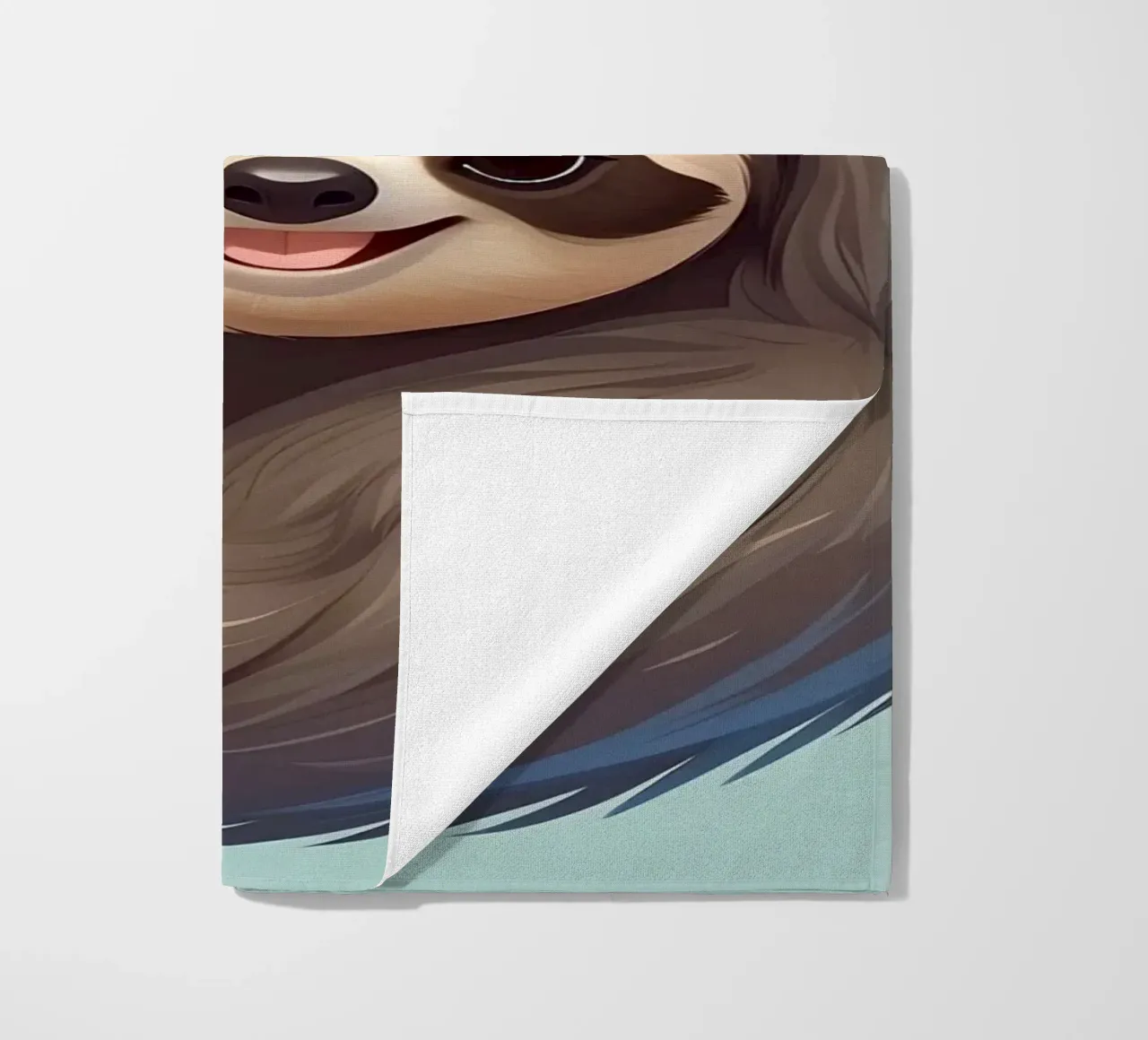Nettes Faultier, das an einem Ast mit Blättern hängt Strandtuch von DesignDoodle