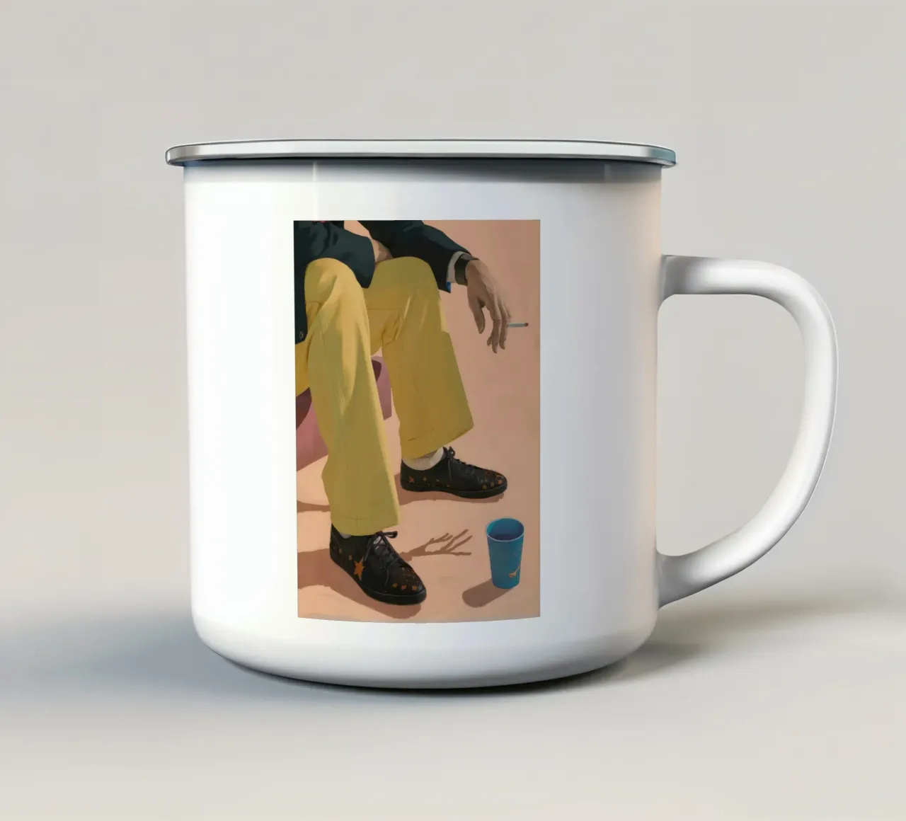 Pantalone giallo fumo tazza in smalto da Pan Denim