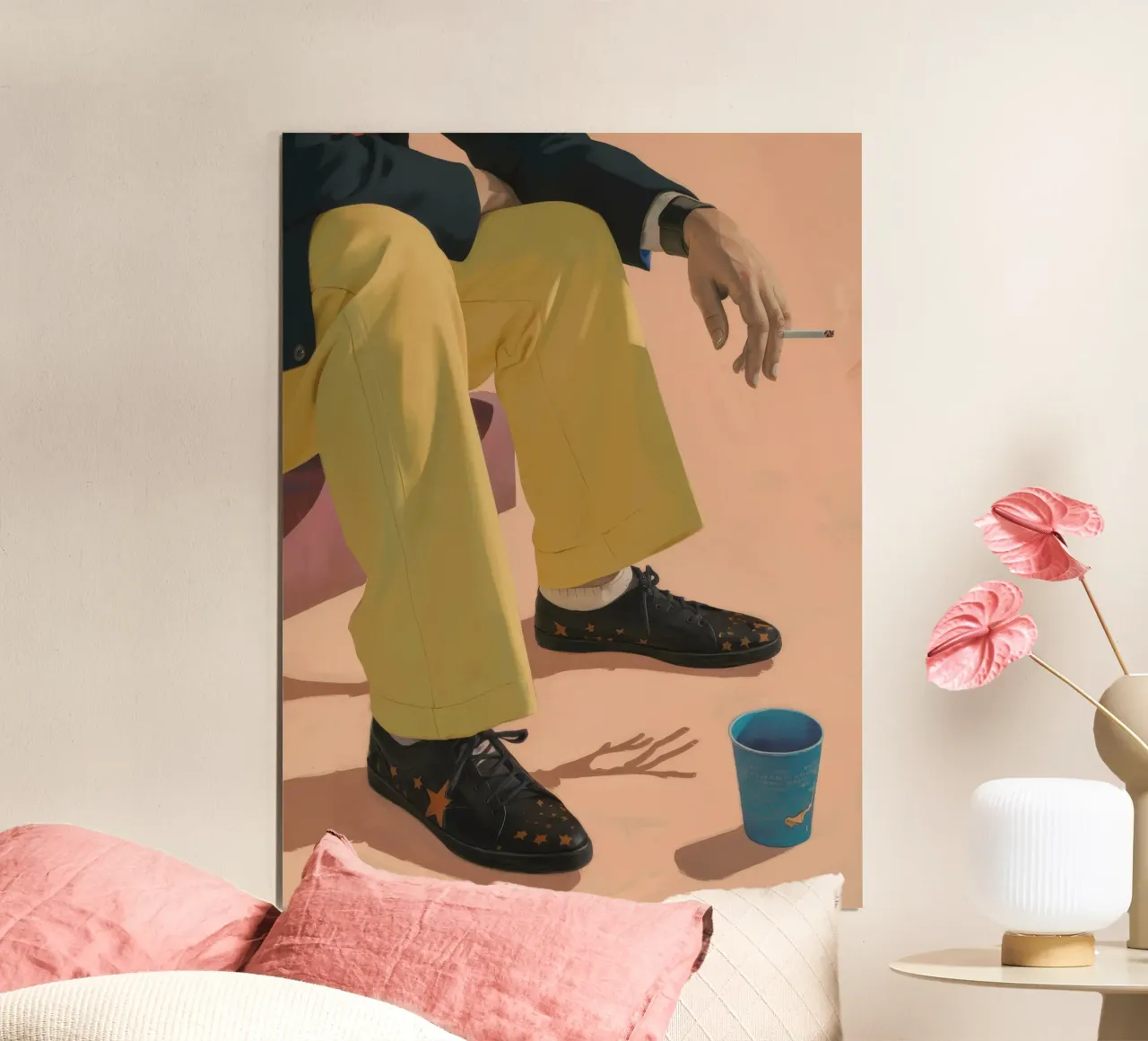 Pantalone giallo fumo poster con telaio in alluminio da Pan Denim