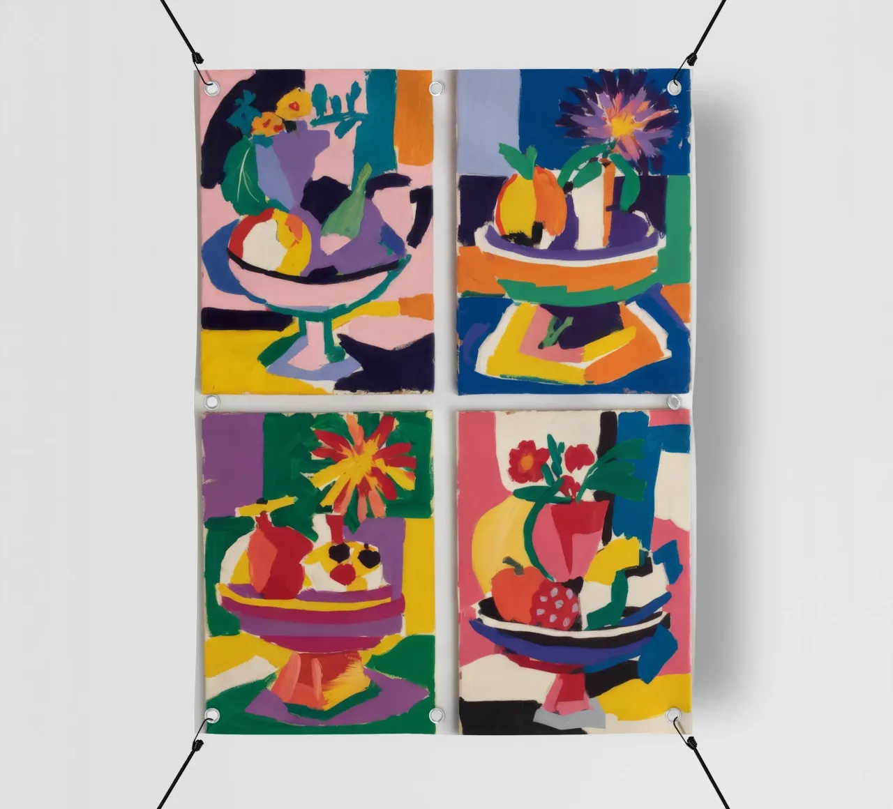 Quartetto di nature morte cromatiche telo in pvc da Fable Tempa