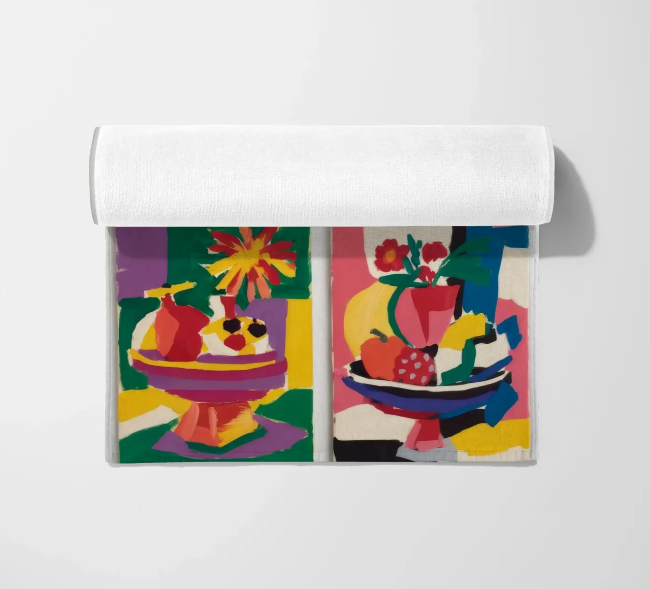 Quartetto di nature morte cromatiche telo mare da Fable Tempa