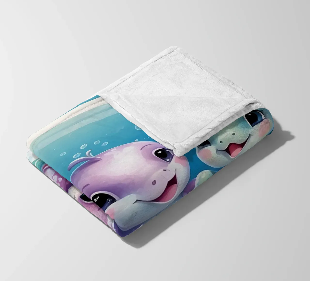 Simpatici personaggi acquatici giocano all'interno di una bolla sott'acqua coperta in pile da DesignDoodle