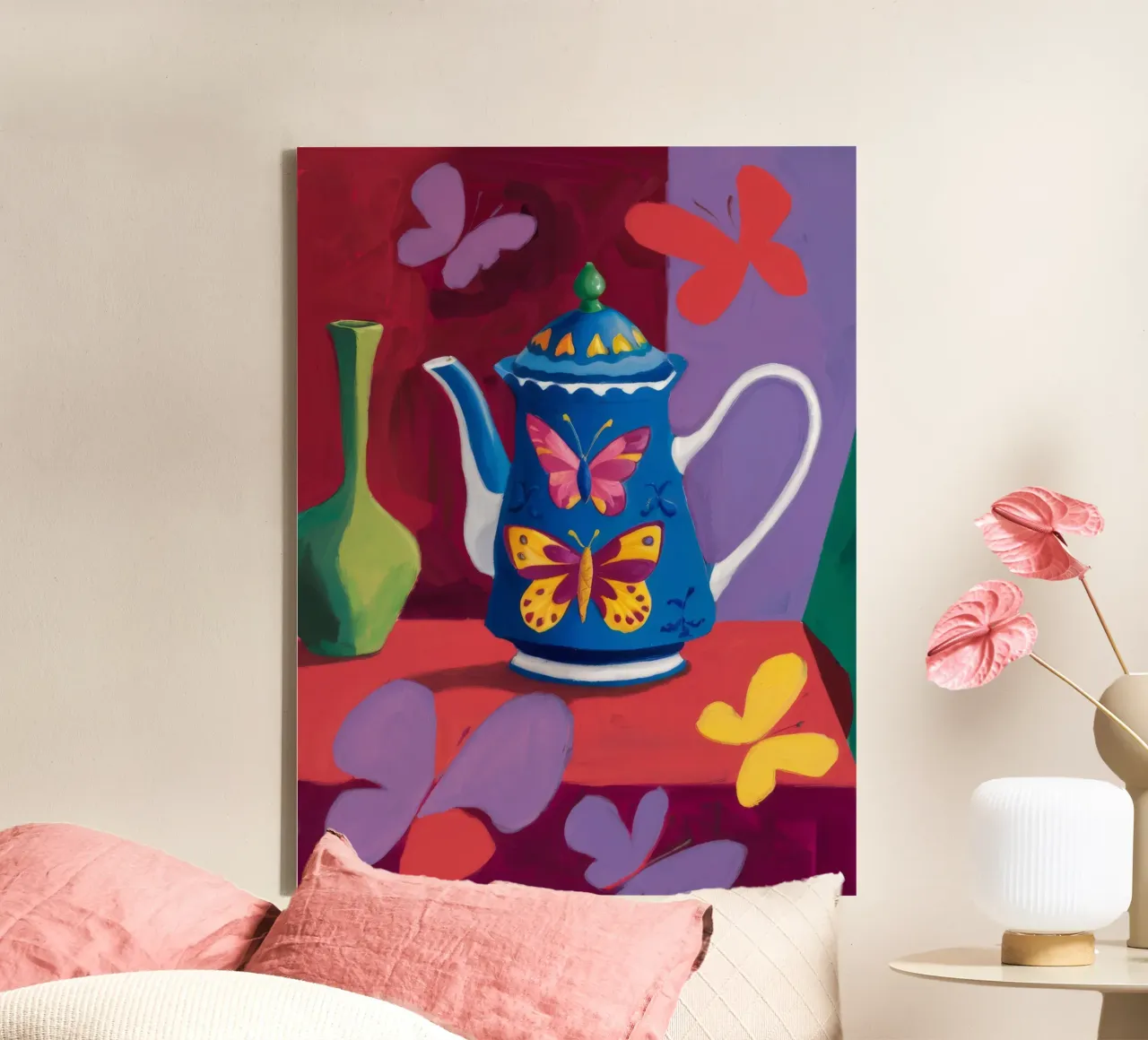 Teiera Butterfly Whimsy tela con Cornice a cassetta da Tiga Bersama