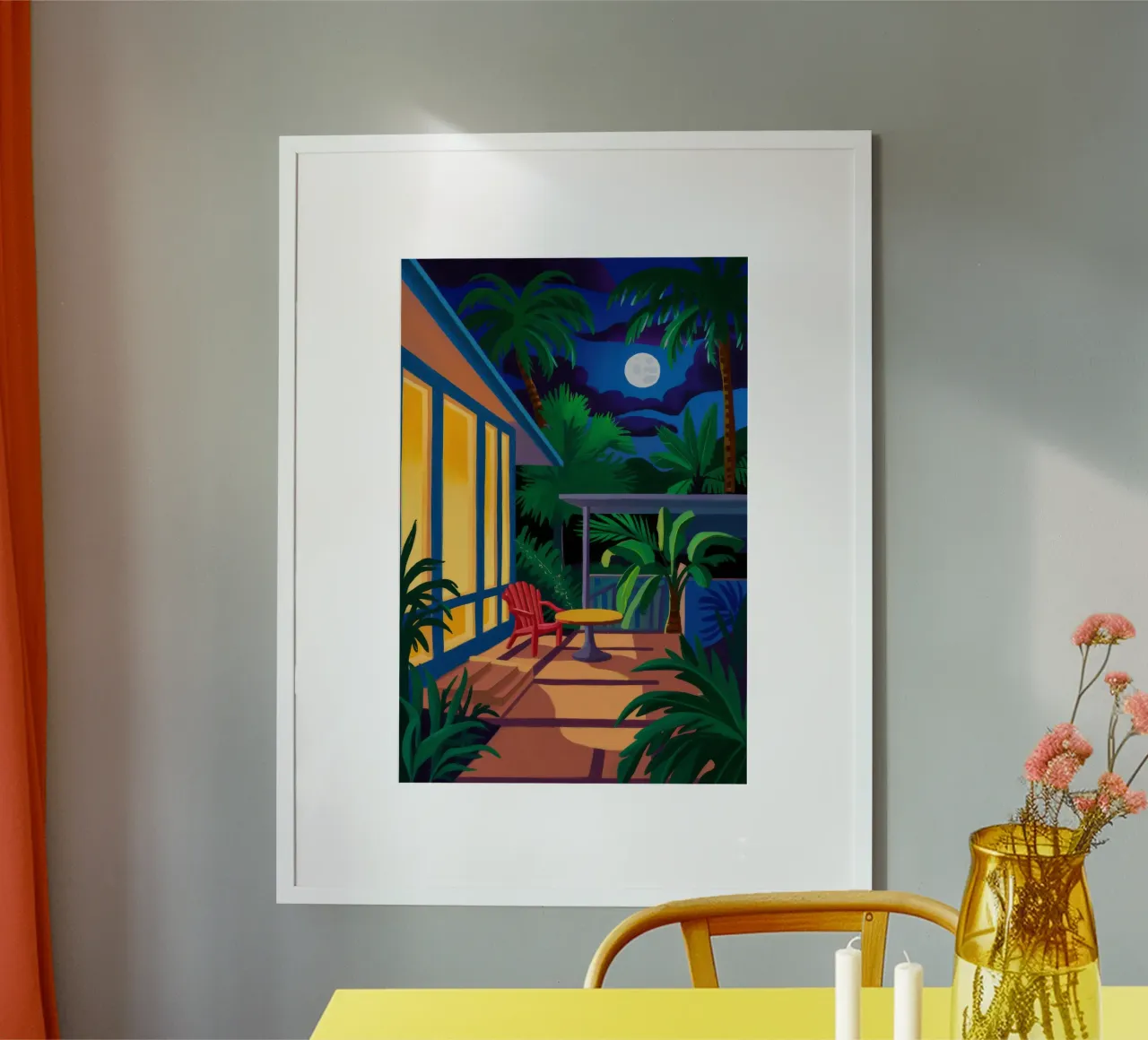 Luna del balcone della giungla poster con telaio in alluminio da Pan Denim