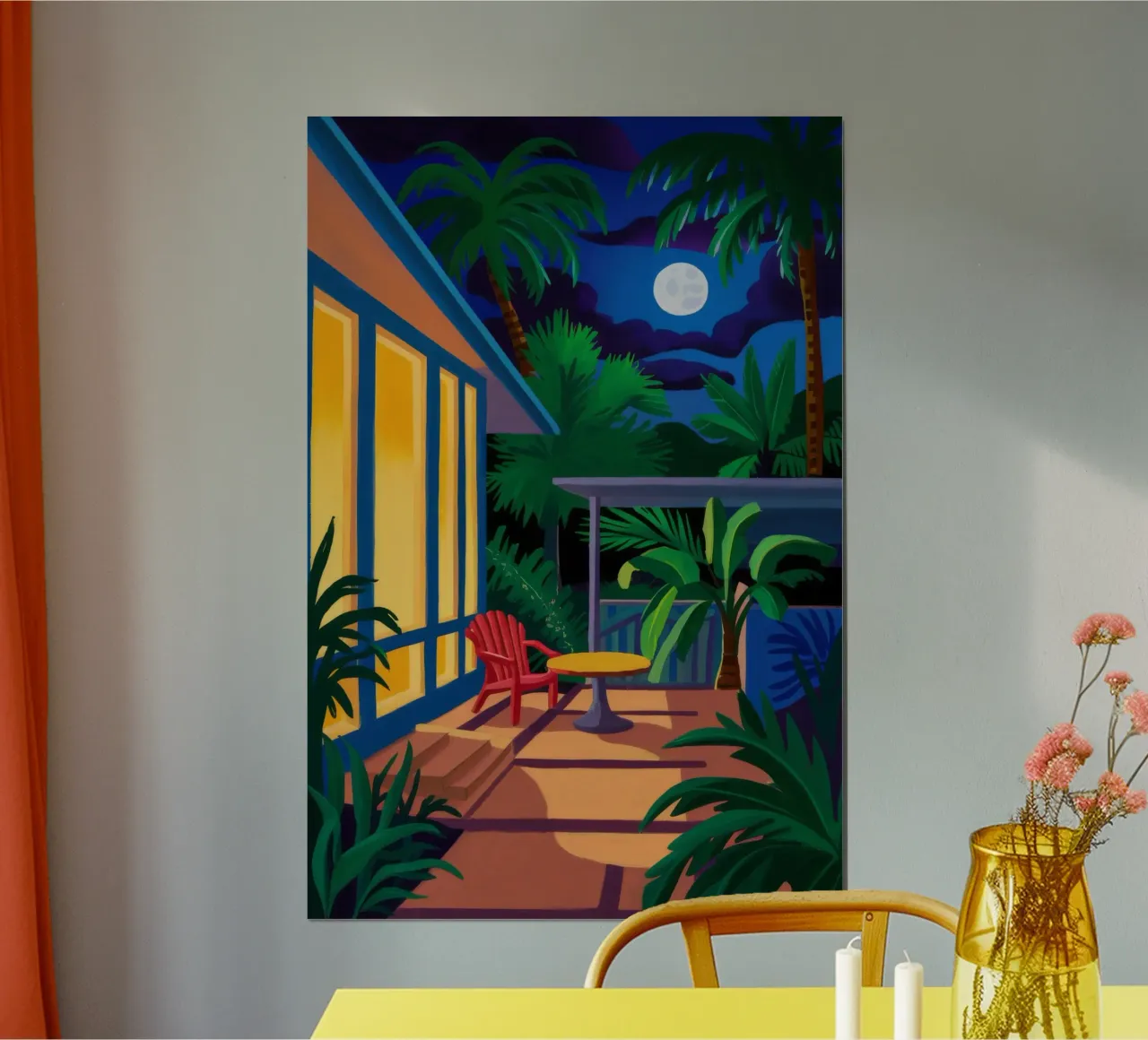 Luna del balcone della giungla poster con telaio in alluminio da Pan Denim