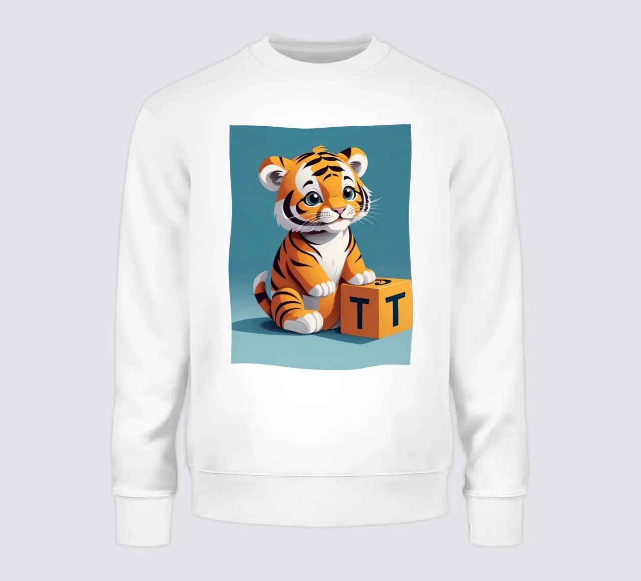 Simpatico cucciolo di tigre che gioca con un blocco con la lettera T felpa da DesignDoodle