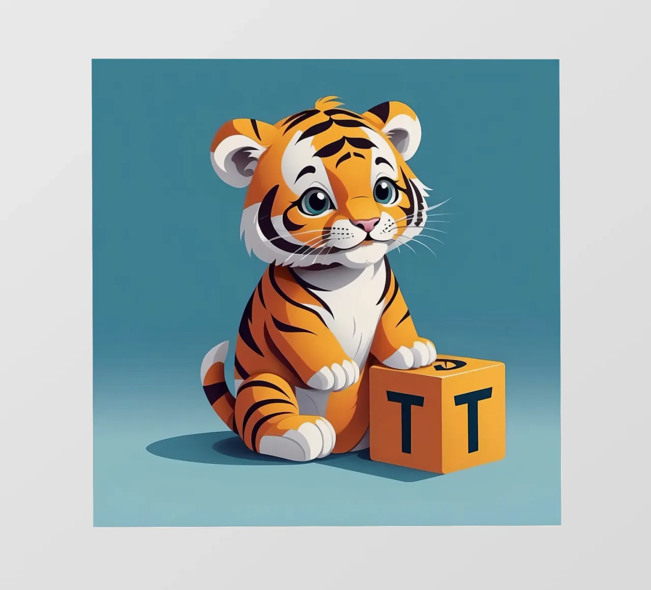 Simpatico cucciolo di tigre che gioca con un blocco con la lettera T telo in pvc da DesignDoodle